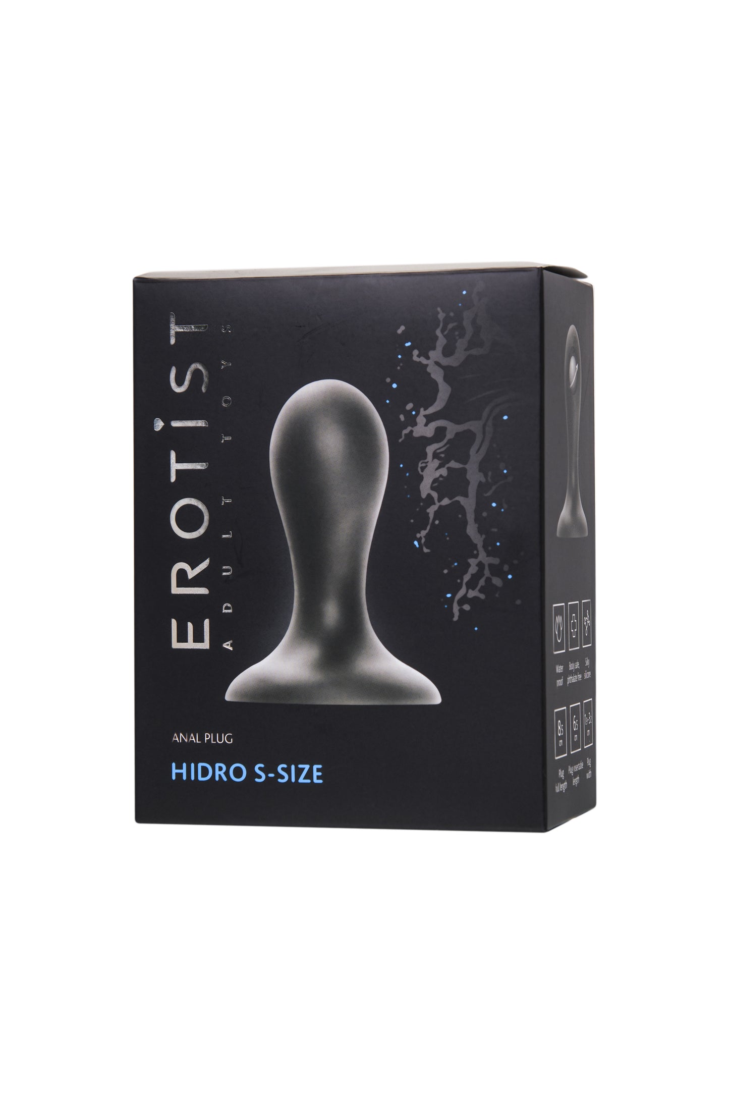 Erotist Hidro Anal Plug, S, silikon, siyah, 8,5 cm