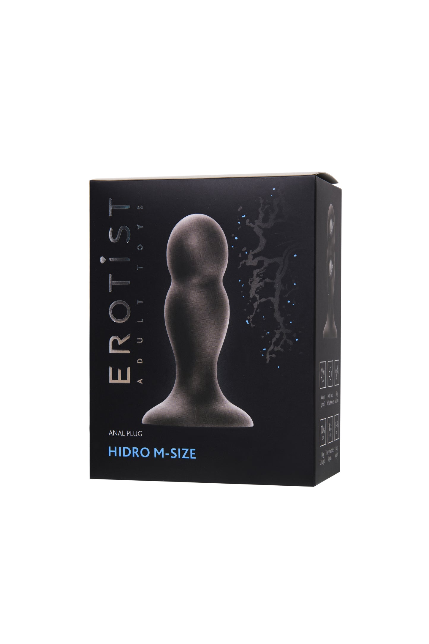 Erotist Hidro Anal Plug, M, silikon, siyah, 10,5 cm