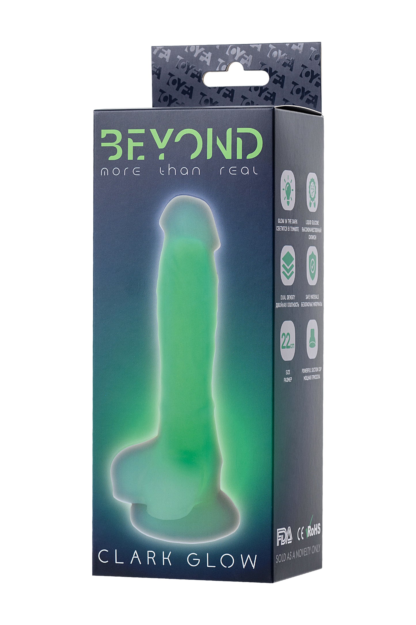 Beyond by Toyfa Clark Glow Gece Parlayan Dildo, Silikon, Şeffaf, 22 cm