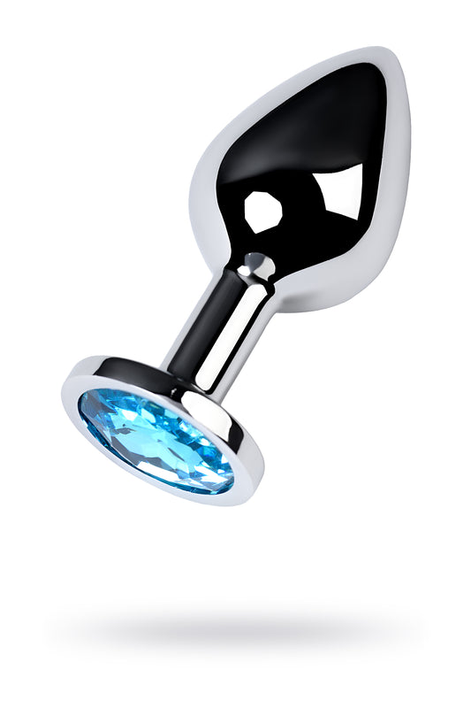 Metal by TOYFA Anal Plug, Metal, gümüş, mavi kristalli, 8 cm, Ø 3,4 cm, 85 g
