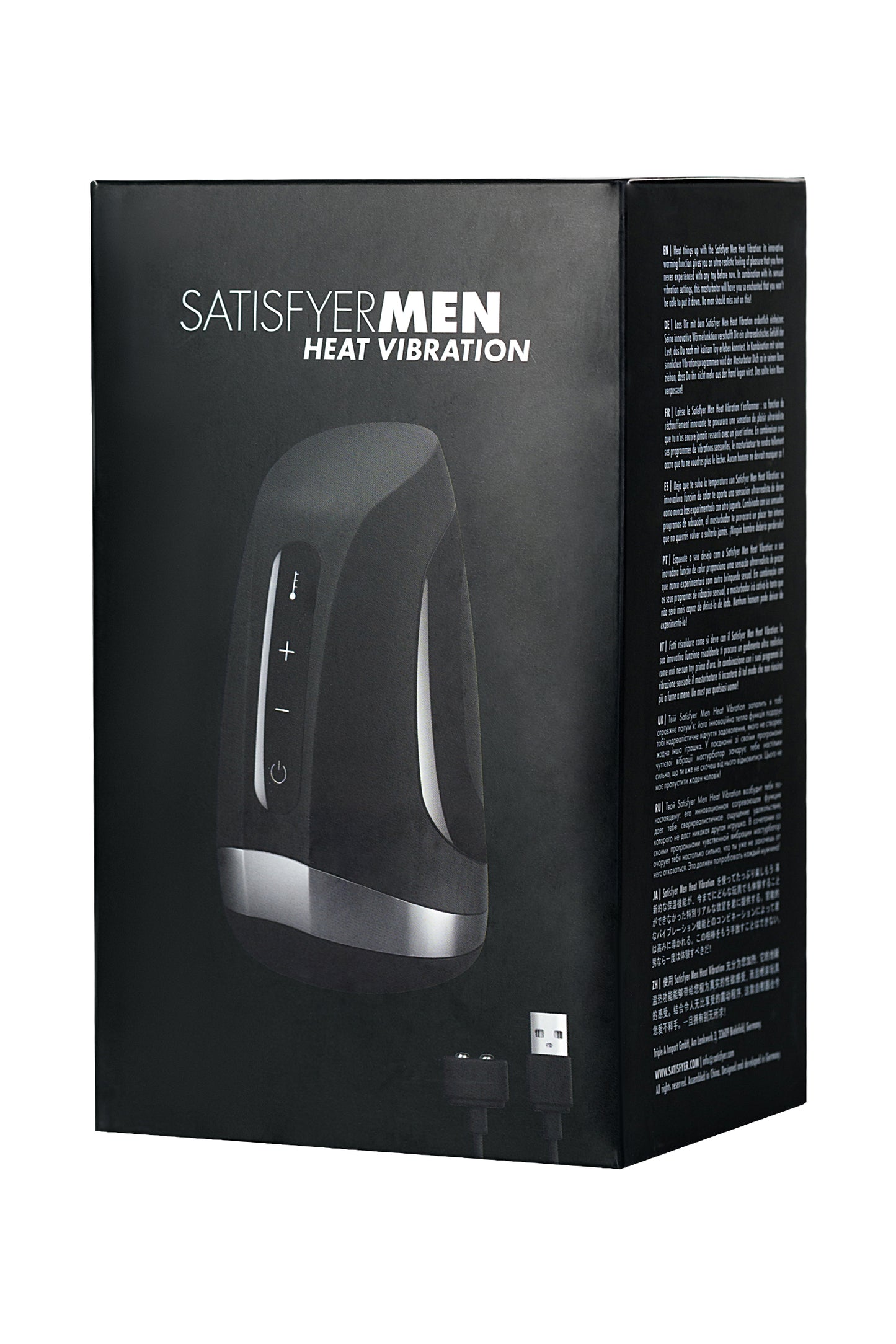 Satisfyer Men Heat Vibratiion Masturbator Gerçekçi Olmayan, Silikon, Siyah, 15 cm