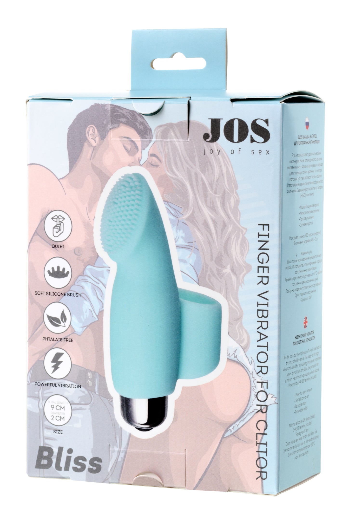 JOS BLİSS Parmak Vibratörü, silikon, mavi, 9 cm