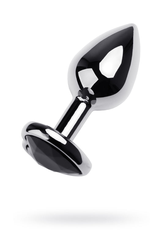 Metal by TOYFA Anal Plug, Metal, gümüş, siyah kristalli, 7 cm, Ø 2,7 cm, 50 g