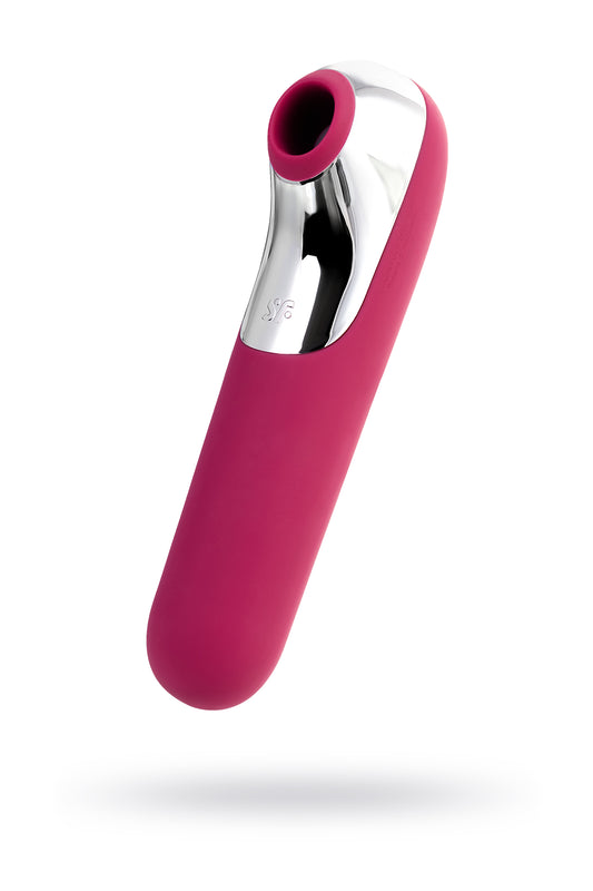 Satisfyer Dual Love Pink Vakum Klitoral Uyarıcı Vibratör, Silikon, Kırmızı, 16 cm