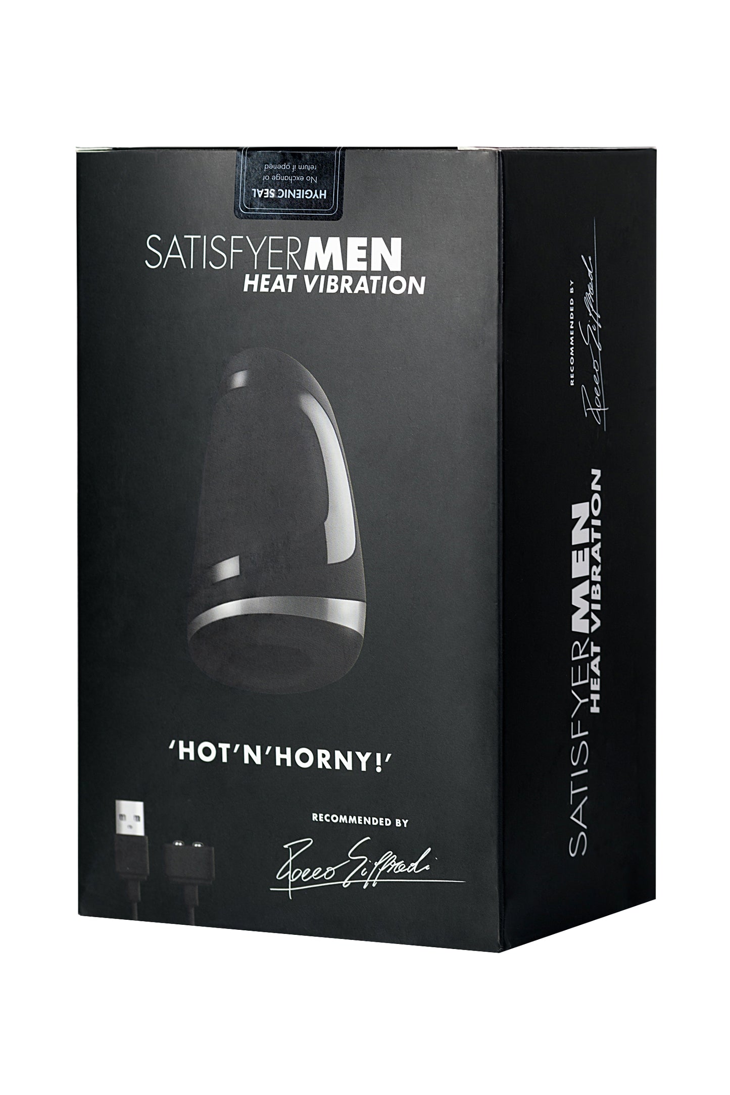 Satisfyer Men Heat Vibratiion Masturbator Gerçekçi Olmayan, Silikon, Siyah, 15 cm