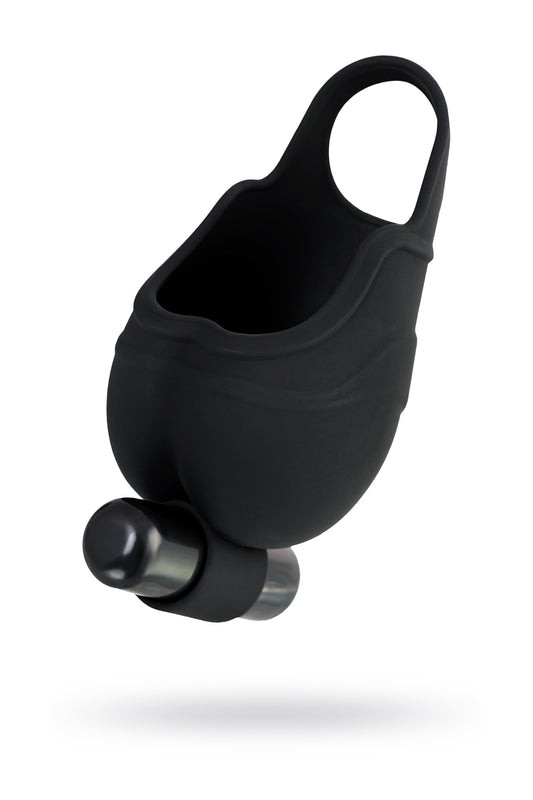 Erotist Penis Kılıfı Ereksiyon halkalı ve Titreşimli , Silikon, siyah, 6,5 cm