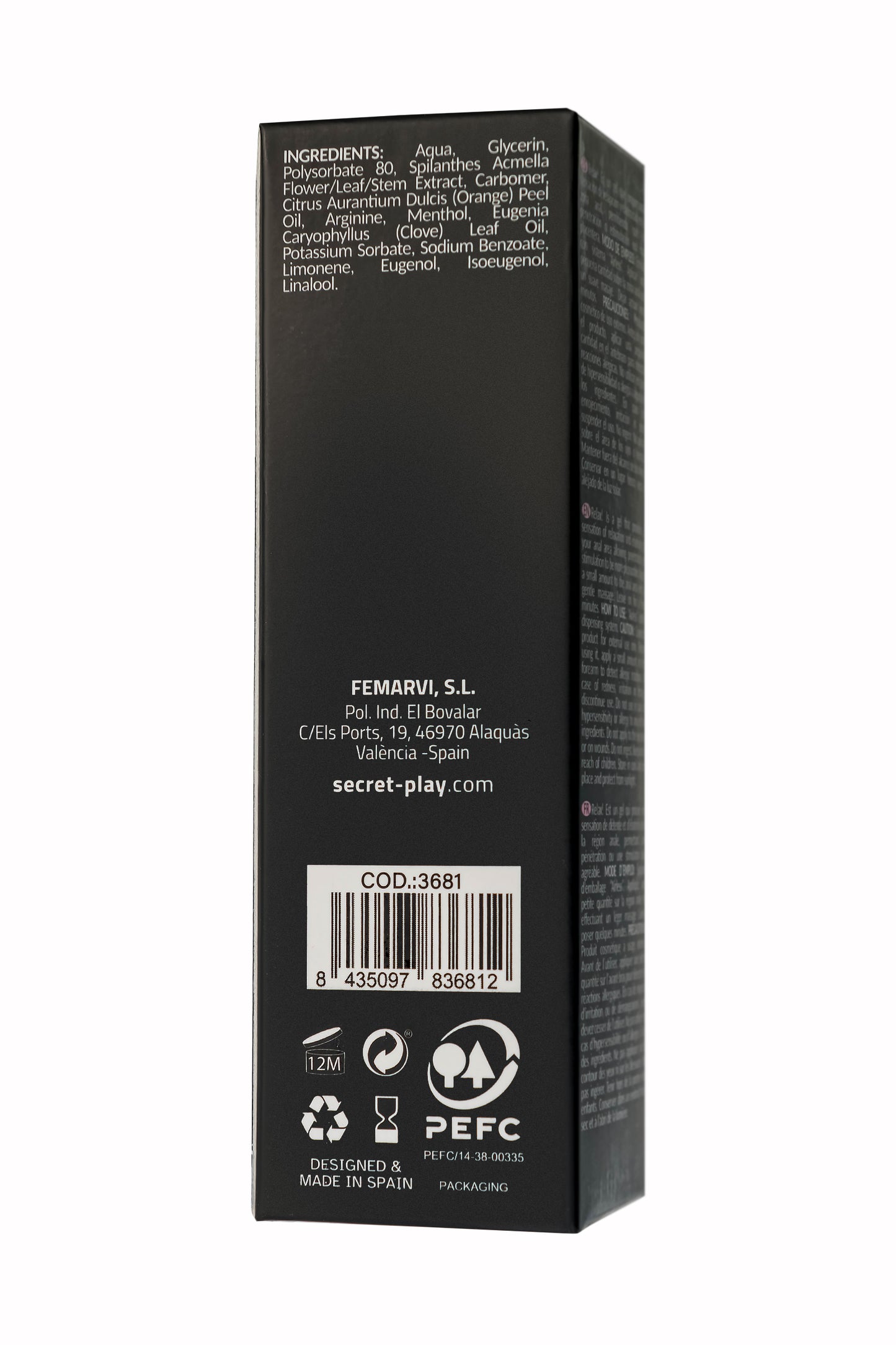 SECRET PLAY RELAX Rahatlatıcı Anal Jel, 15 ml