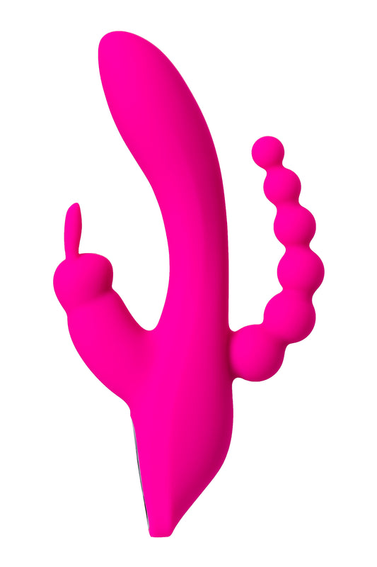 JOS SPANKY Üçlü Vibratör, silikon, pembe, 21 cm