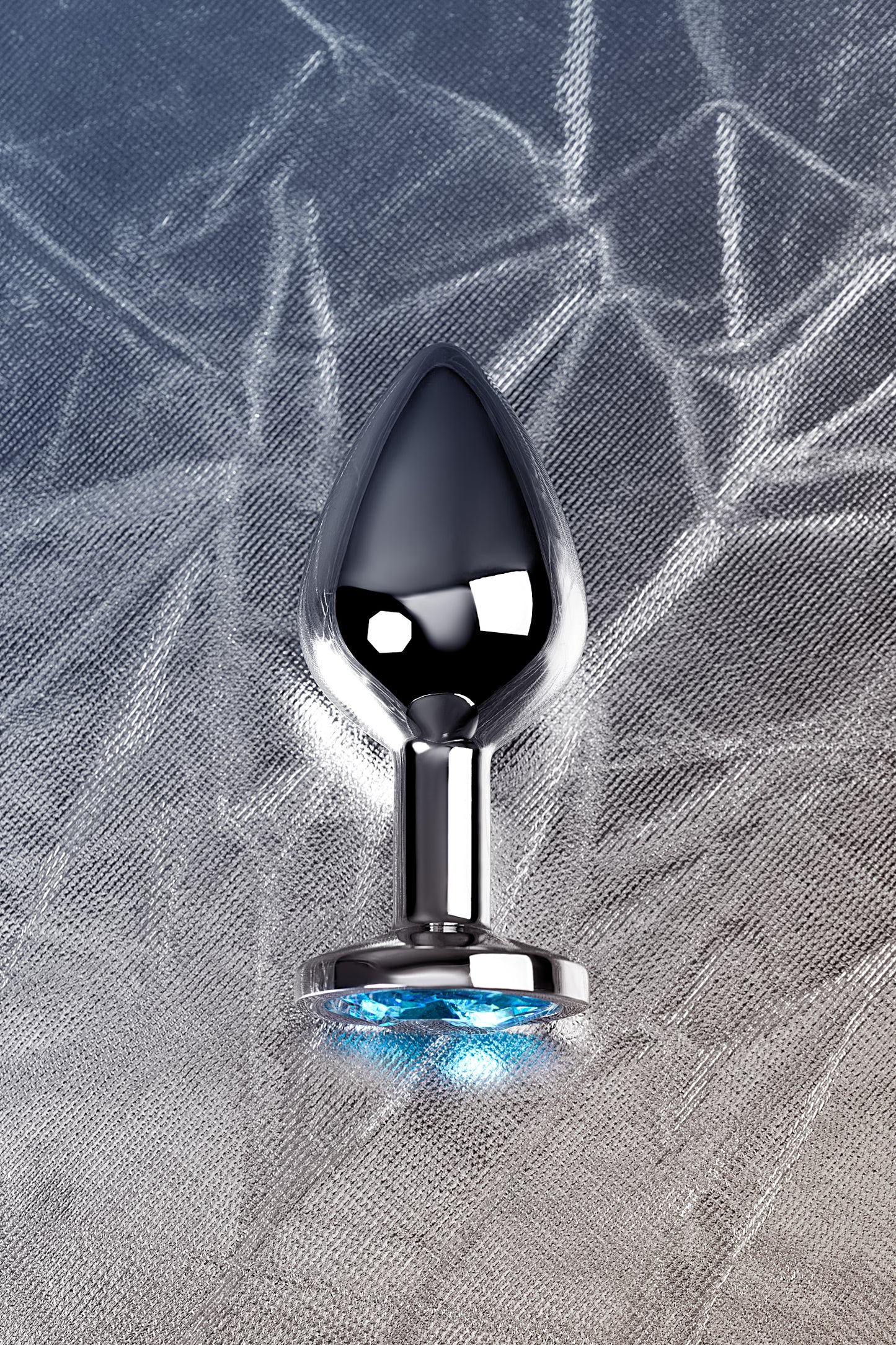 Metal by TOYFA Anal Plug, Metal, gümüş, mavi kristalli, 8 cm, Ø 3,4 cm, 85 g