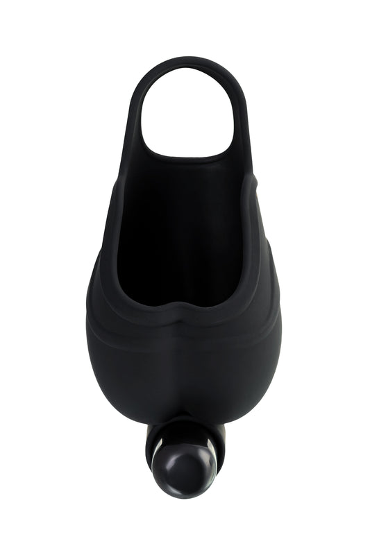 Erotist Penis Kılıfı Ereksiyon halkalı ve Titreşimli , Silikon, siyah, 6,5 cm