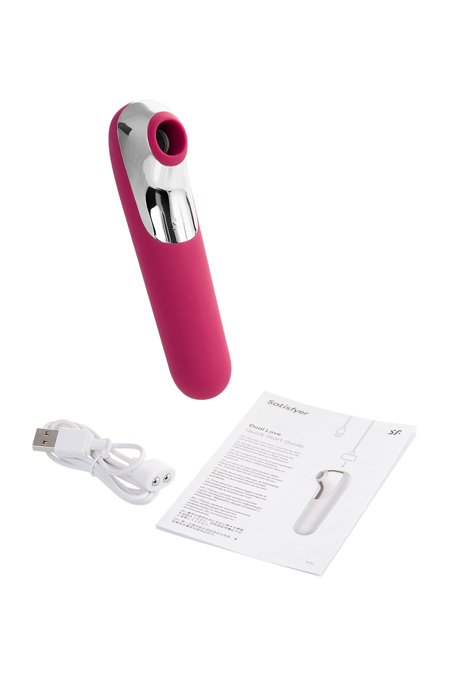 Satisfyer Dual Love Pink Vakum Klitoral Uyarıcı Vibratör, Silikon, Kırmızı, 16 cm