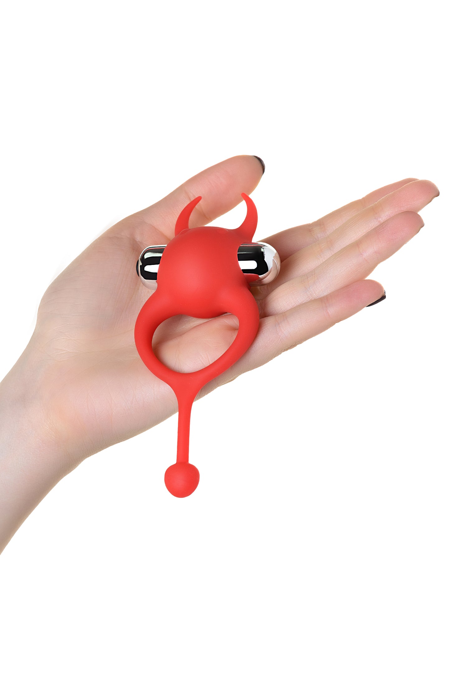 JOS NİCK Kuyruklu Penis Halkası, silikon, kırmızı, 13,5 cm