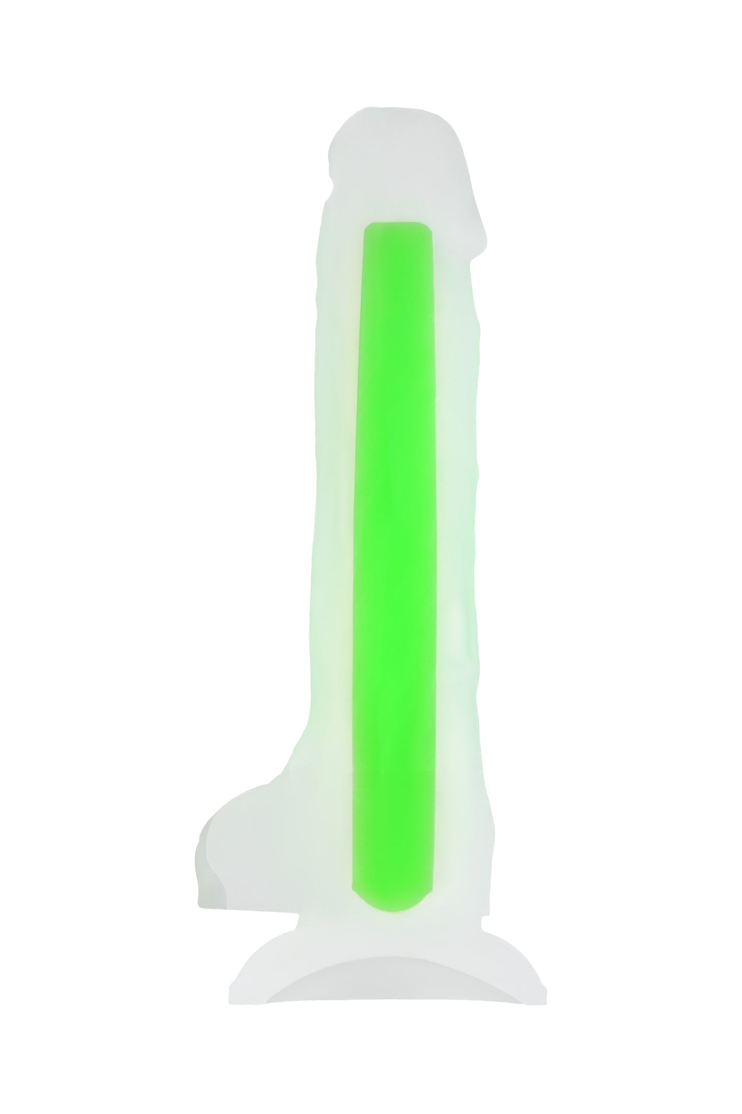 Beyond by Toyfa Dick Glow Gece Parlayan Dildo, Silikon, Şeffaf, 18 cm