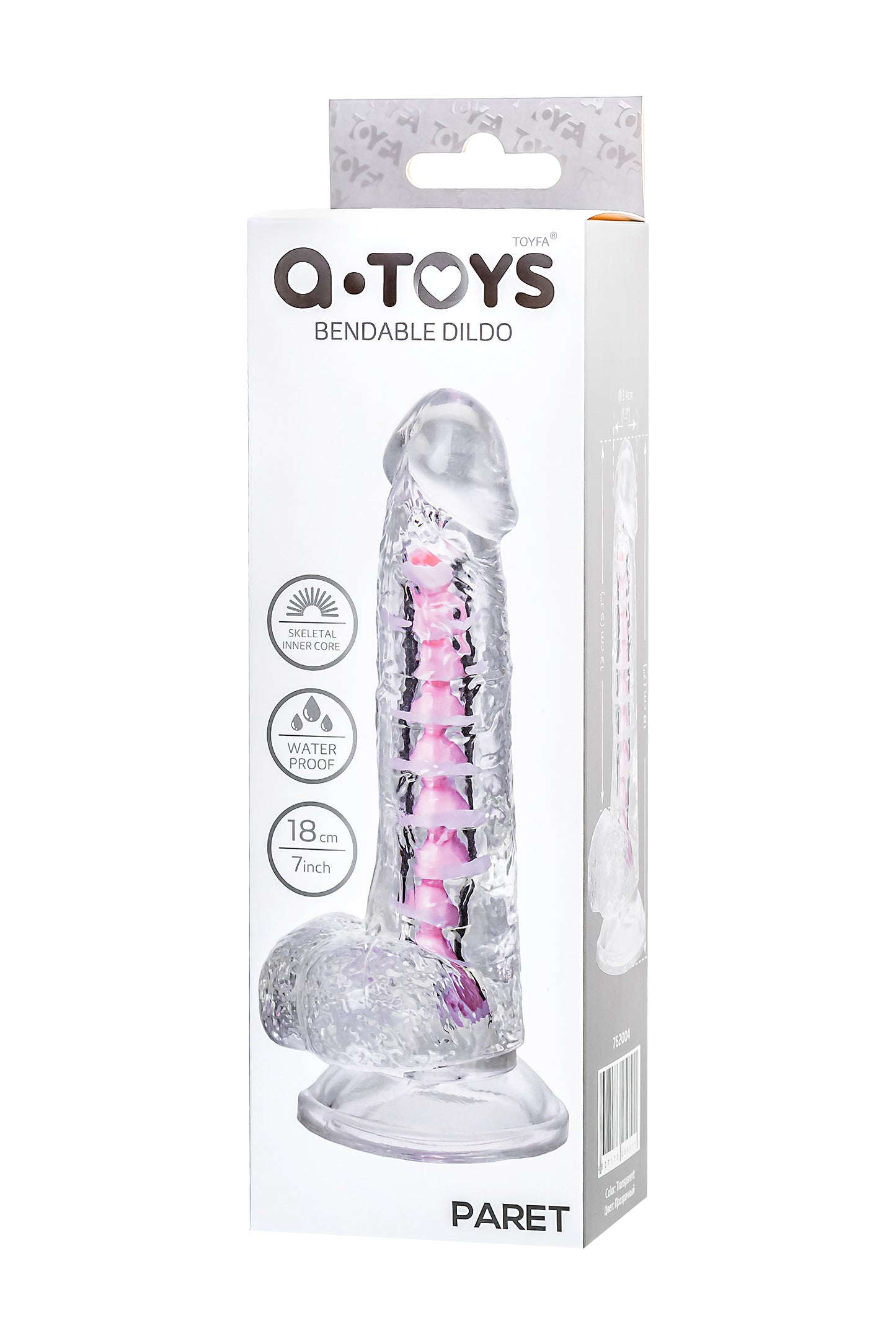 A-Toys by TOYFA Paret Jel Dildo, TPE, Şeffaf, 18 cm