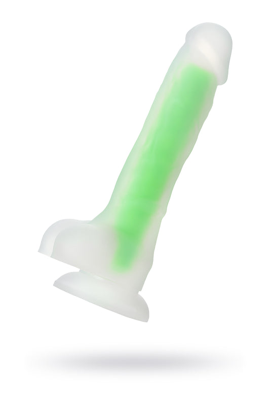 Beyond by Toyfa Dick Glow Gece Parlayan Dildo, Silikon, Şeffaf, 18 cm