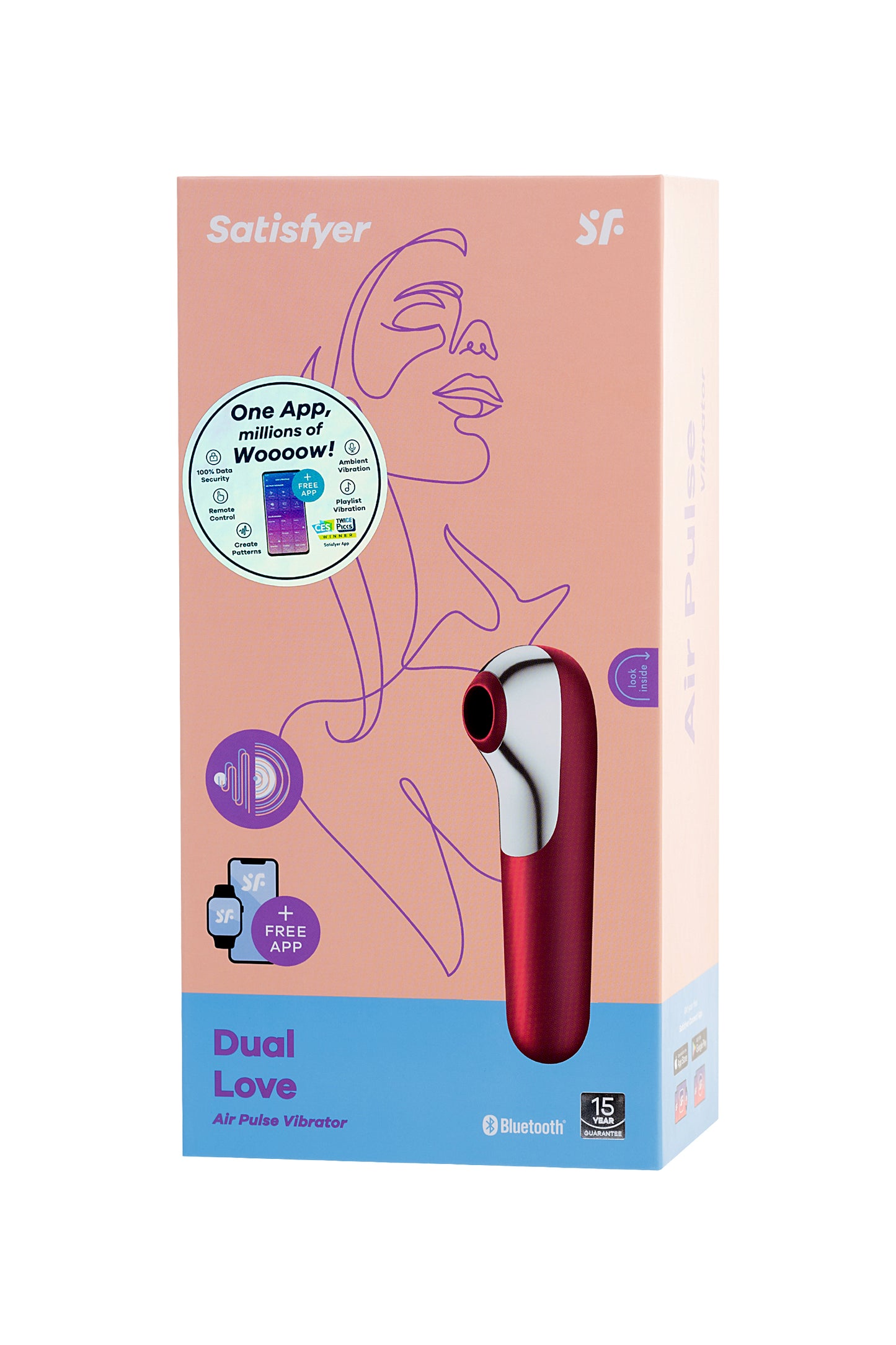 Satisfyer Dual Love Pink Vakum Klitoral Uyarıcı Vibratör, Silikon, Kırmızı, 16 cm