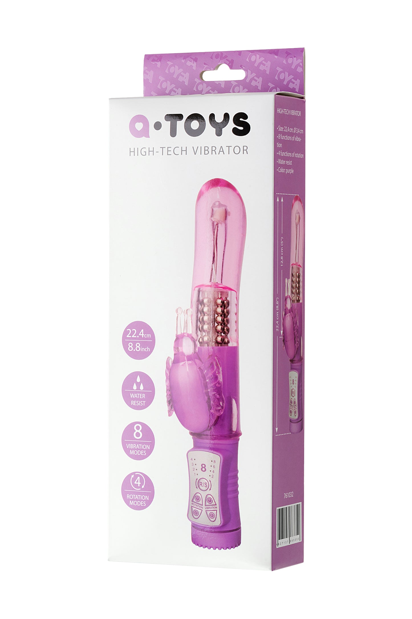 A-Toys by TOYFA High-Tech Vibratör, TPE, mor, 22,4 cm