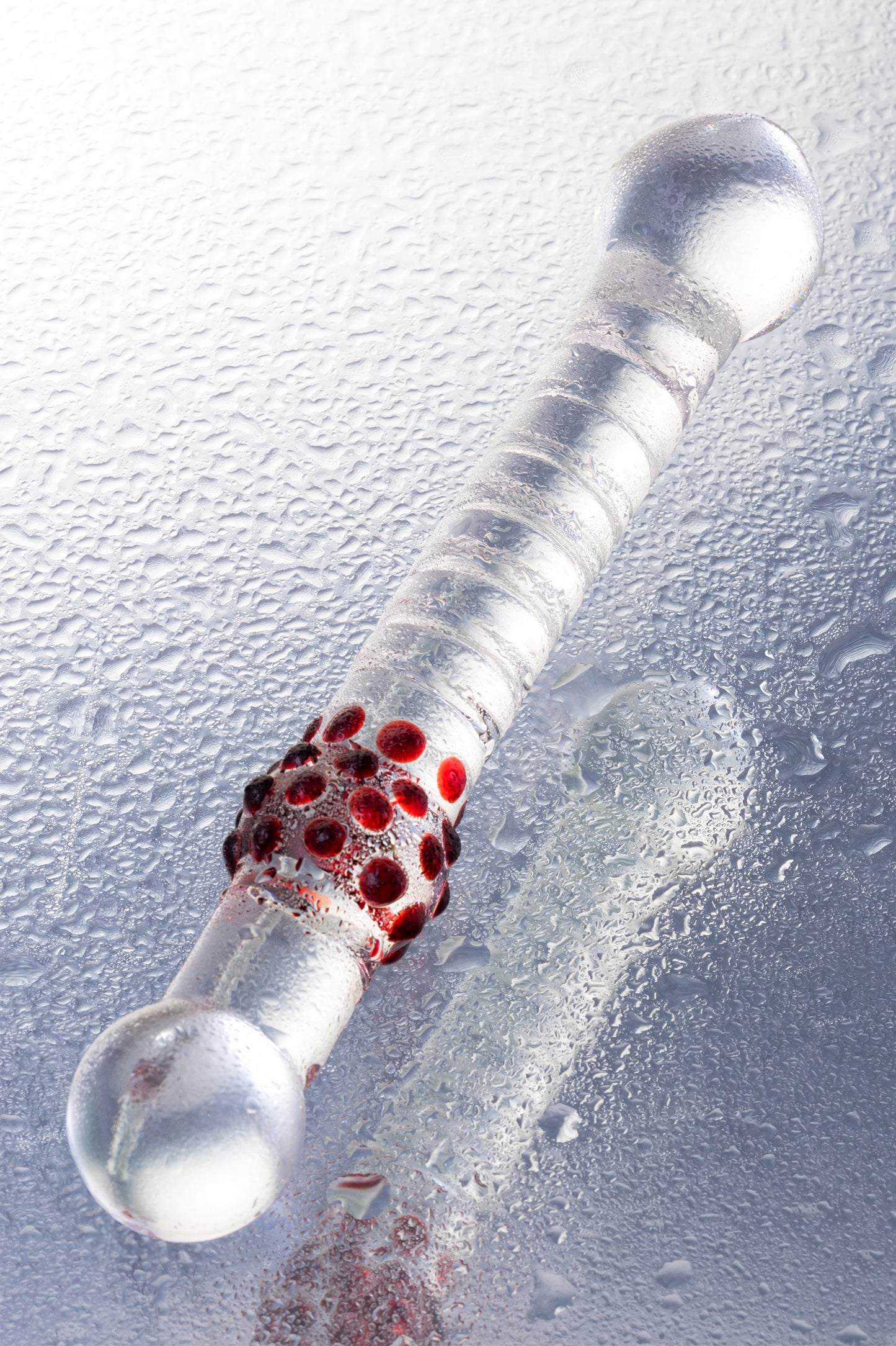 Sexus Glass Çift Taraflı Cam Dildo, Şeffaf, 22 cm