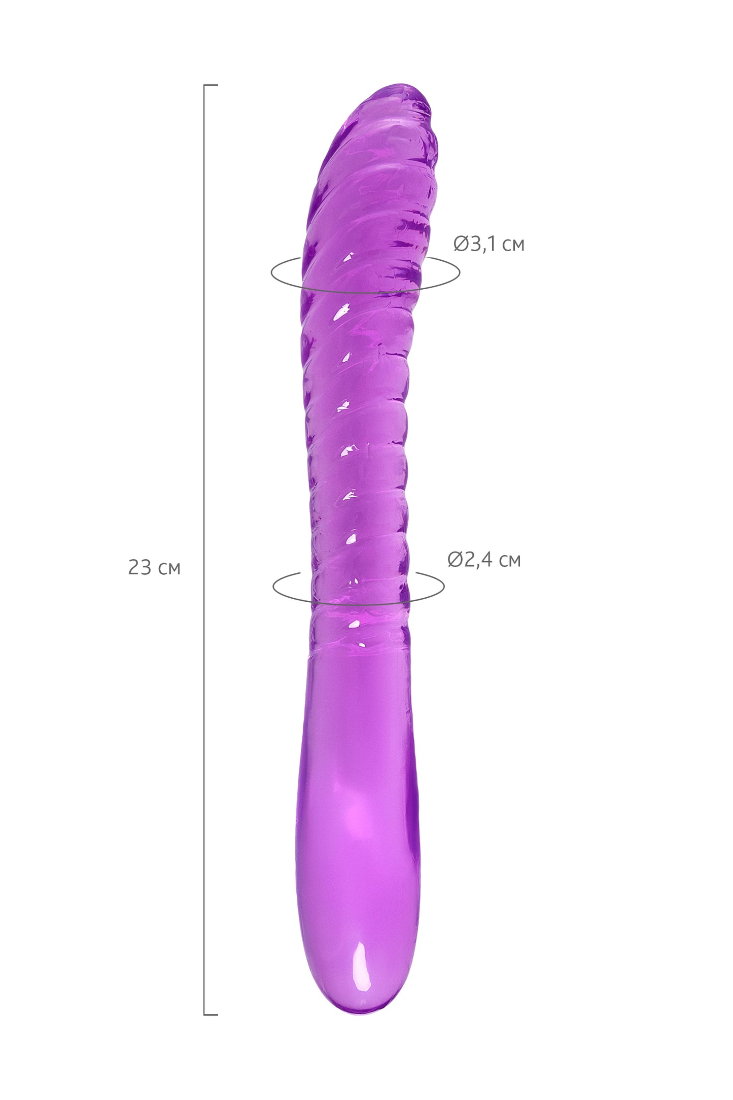 A-Toys by TOYFA Çift Taraflı Jel Dildo Frica, TPE, mor, 23 cm