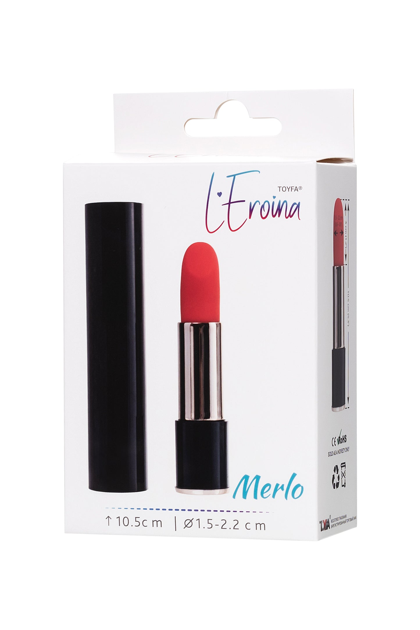 L'EROİNA by TOYFA Merlo Ruj Vibratör, ABS plastik, Siyah, 10,5 cm