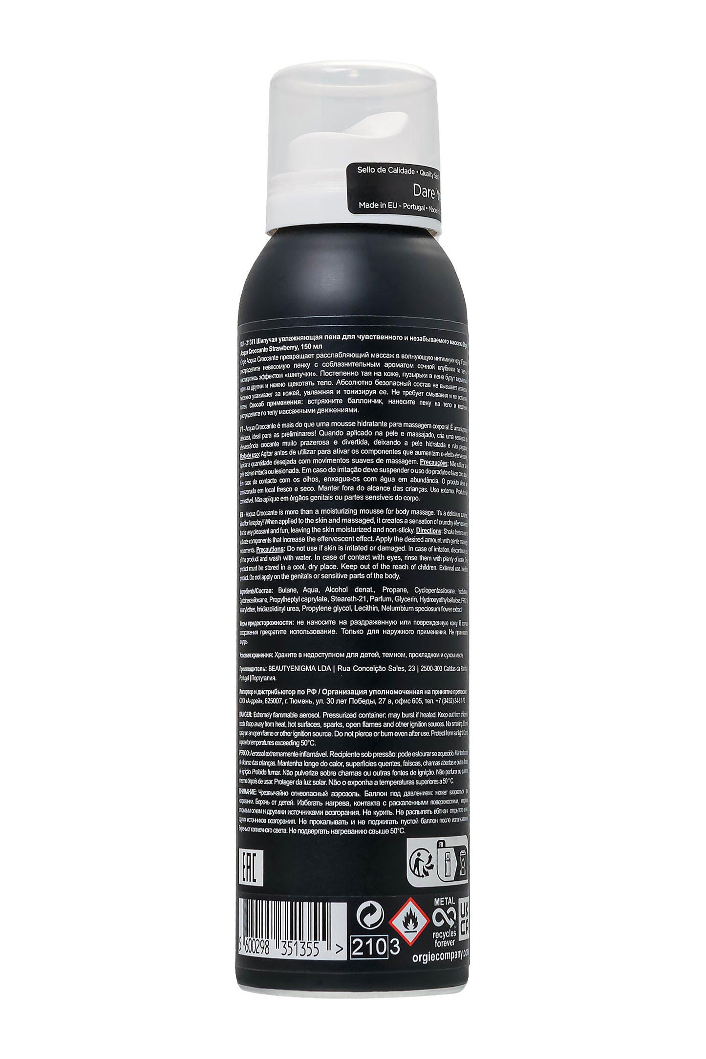ORGIE Acqua Croccante Efervesan Nemlendiricil Şehvetli Masaj Köpüğü, 150 ml