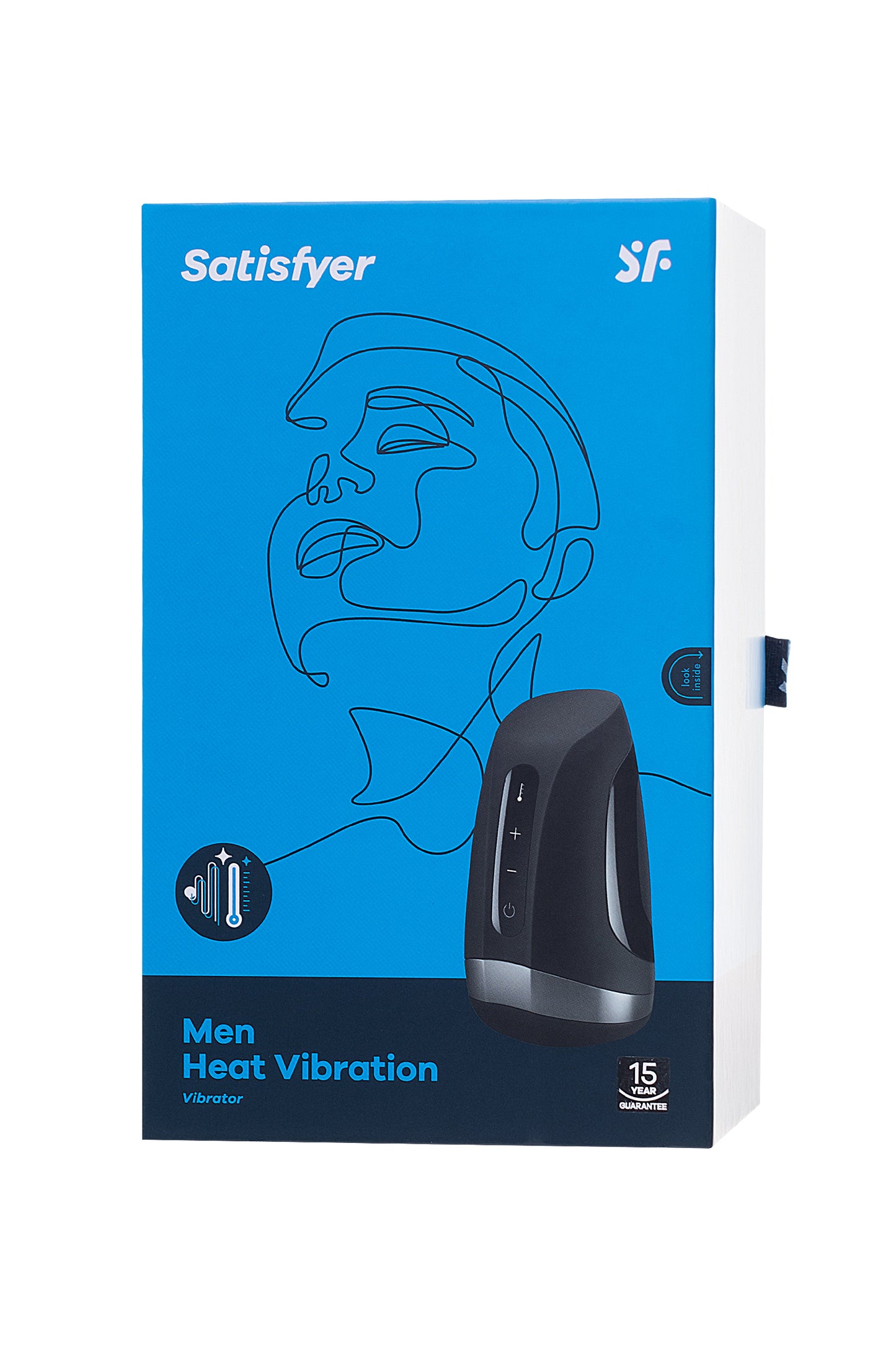 Satisfyer Men Heat Vibratiion Masturbator Gerçekçi Olmayan, Silikon, Siyah, 15 cm