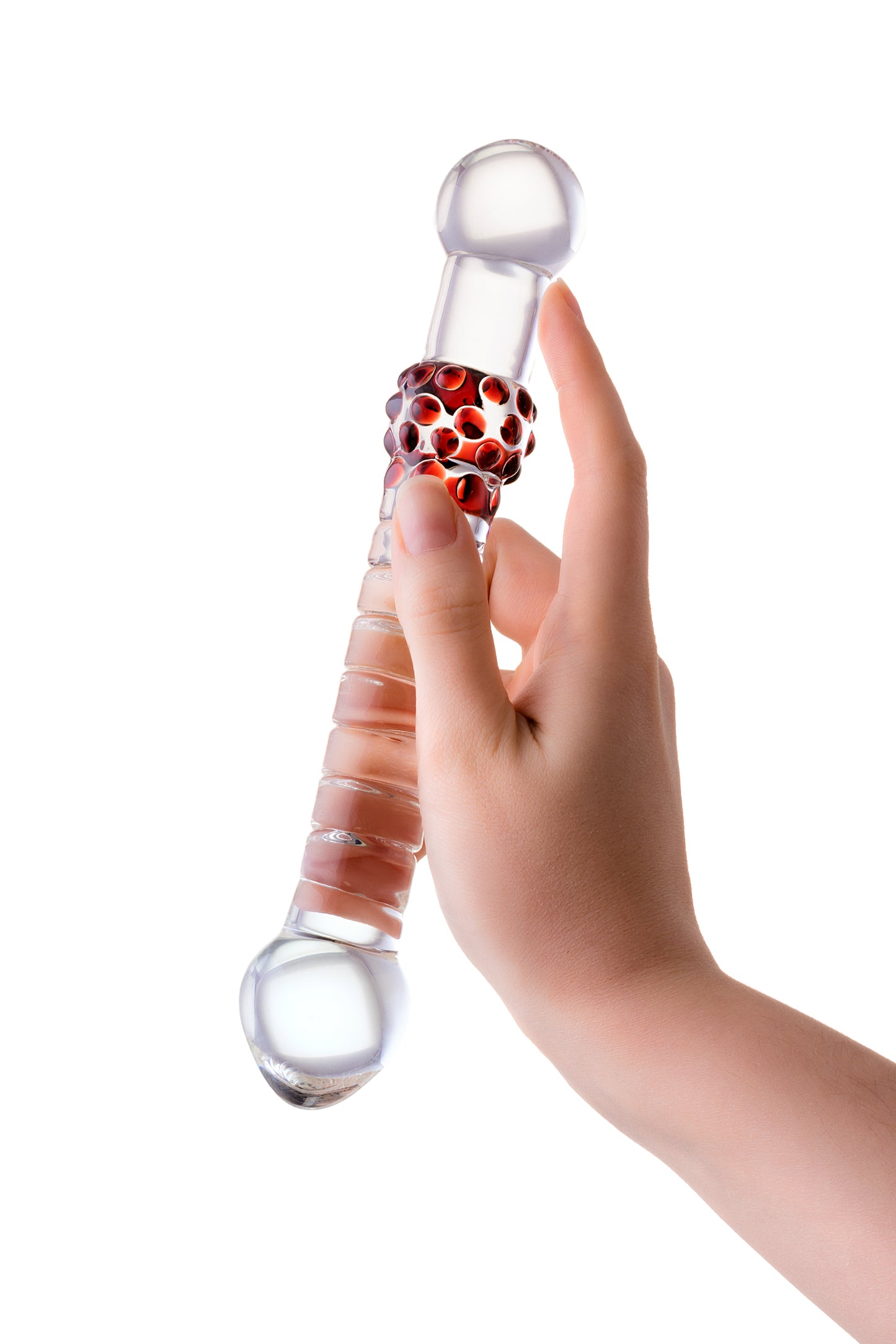 Sexus Glass Çift Taraflı Cam Dildo, Şeffaf, 22 cm