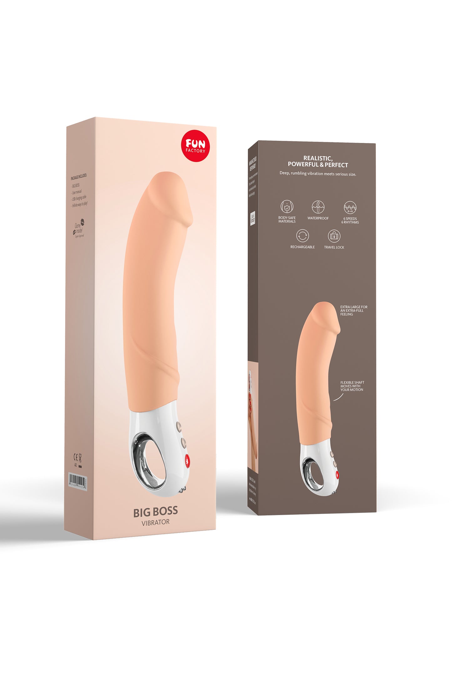 Fun Factory Big Boss Vibratör, Silikon, Ten, 23 cm