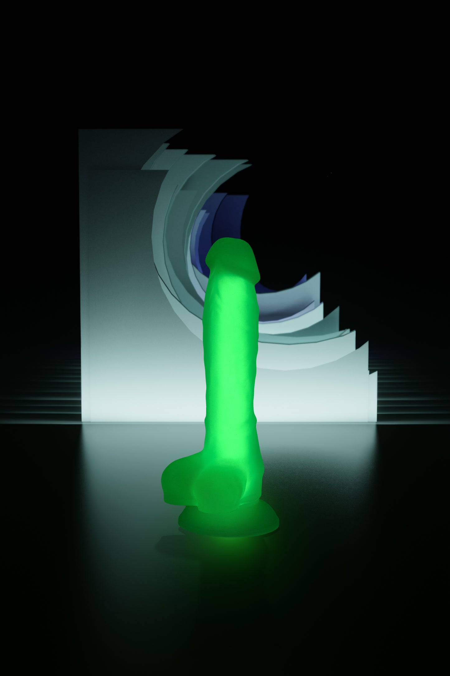 Beyond by Toyfa Dick Glow Gece Parlayan Dildo, Silikon, Şeffaf, 18 cm