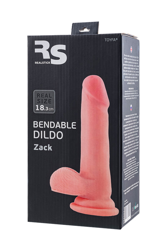 RealStick Elite Zack Vantuzlu yapay penis, TPR, Çıplak, 18 cm