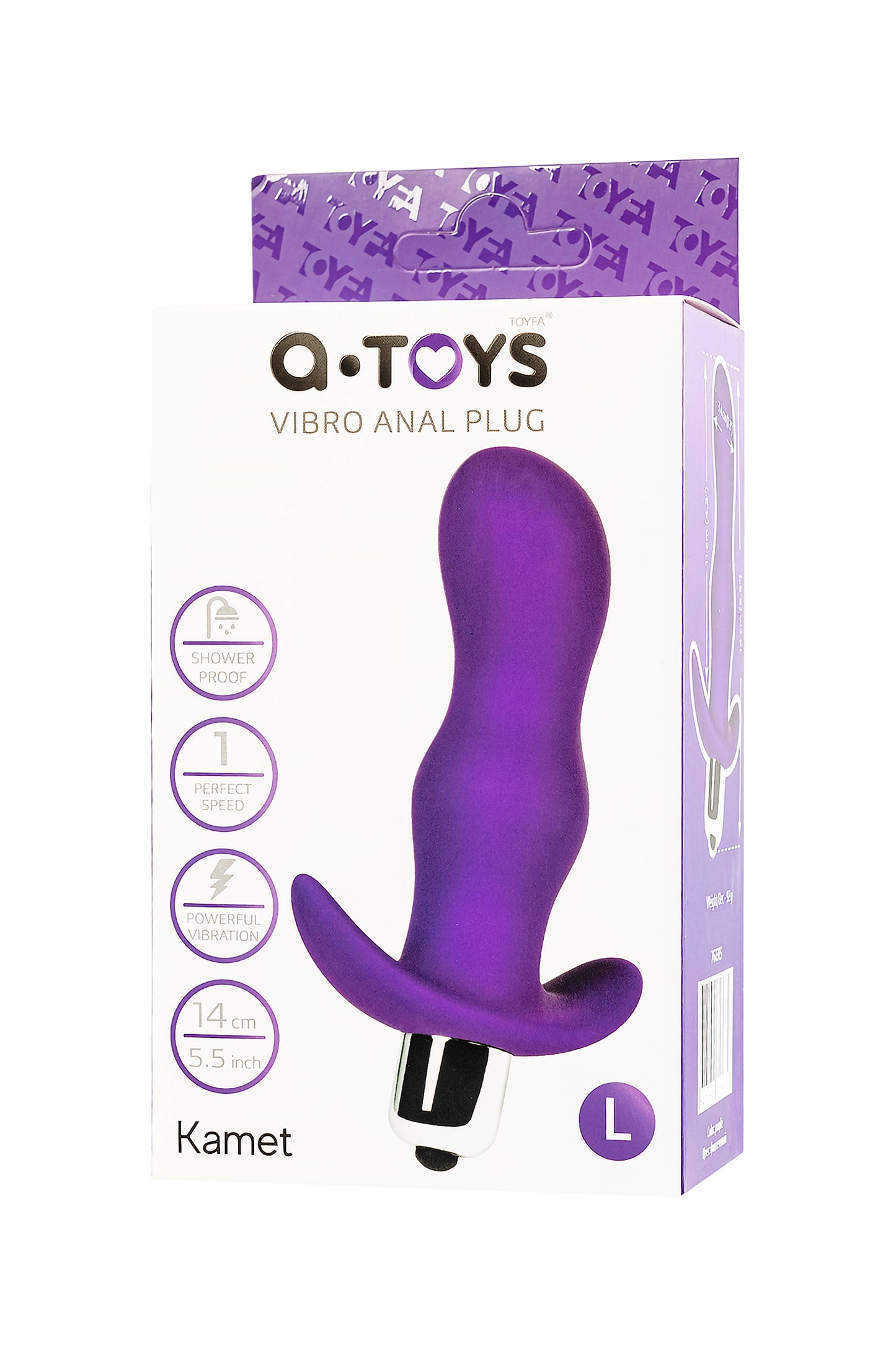 A-Toys by TOYFA Kamet Anal Vibro Plug, Beden L, silikon, mor, 14 cm