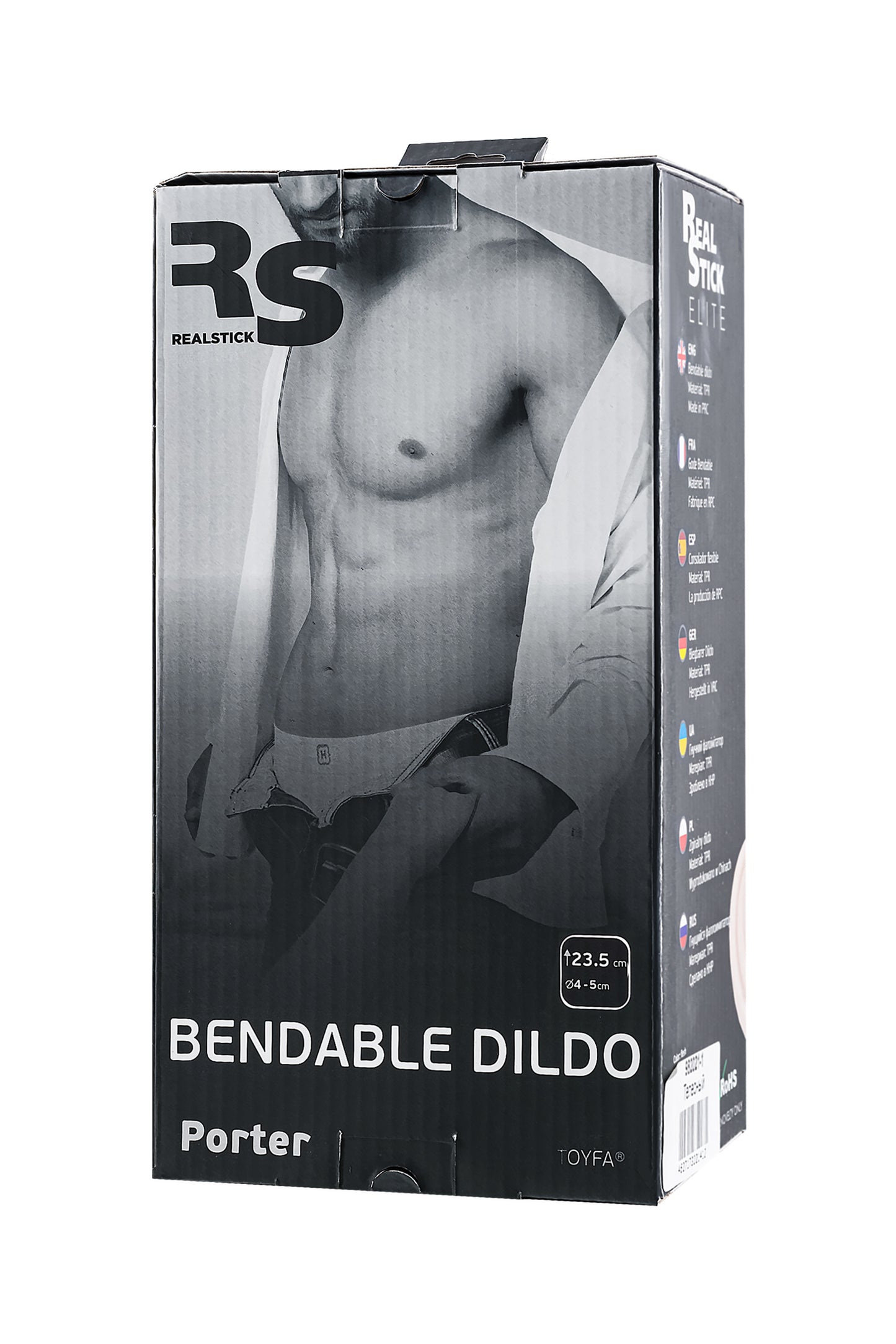 RealStick Elite Porter gerçekçi Yapay penis, TPR, çıplak, 23,5 cm