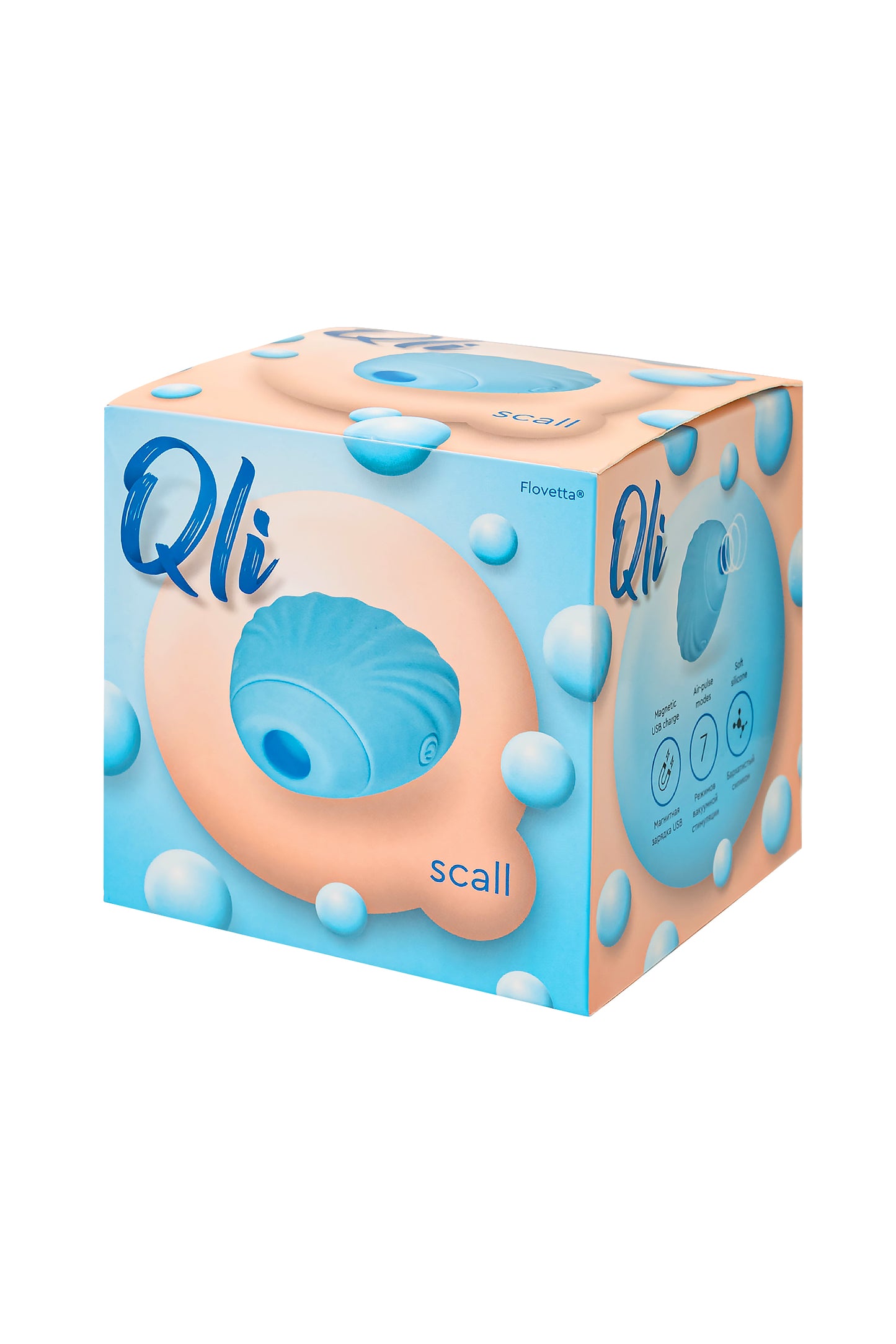 Qli by Flovetta Scall'dan vakum dalgası klitoral uyarıcı , silikon, mavi, 6 cm