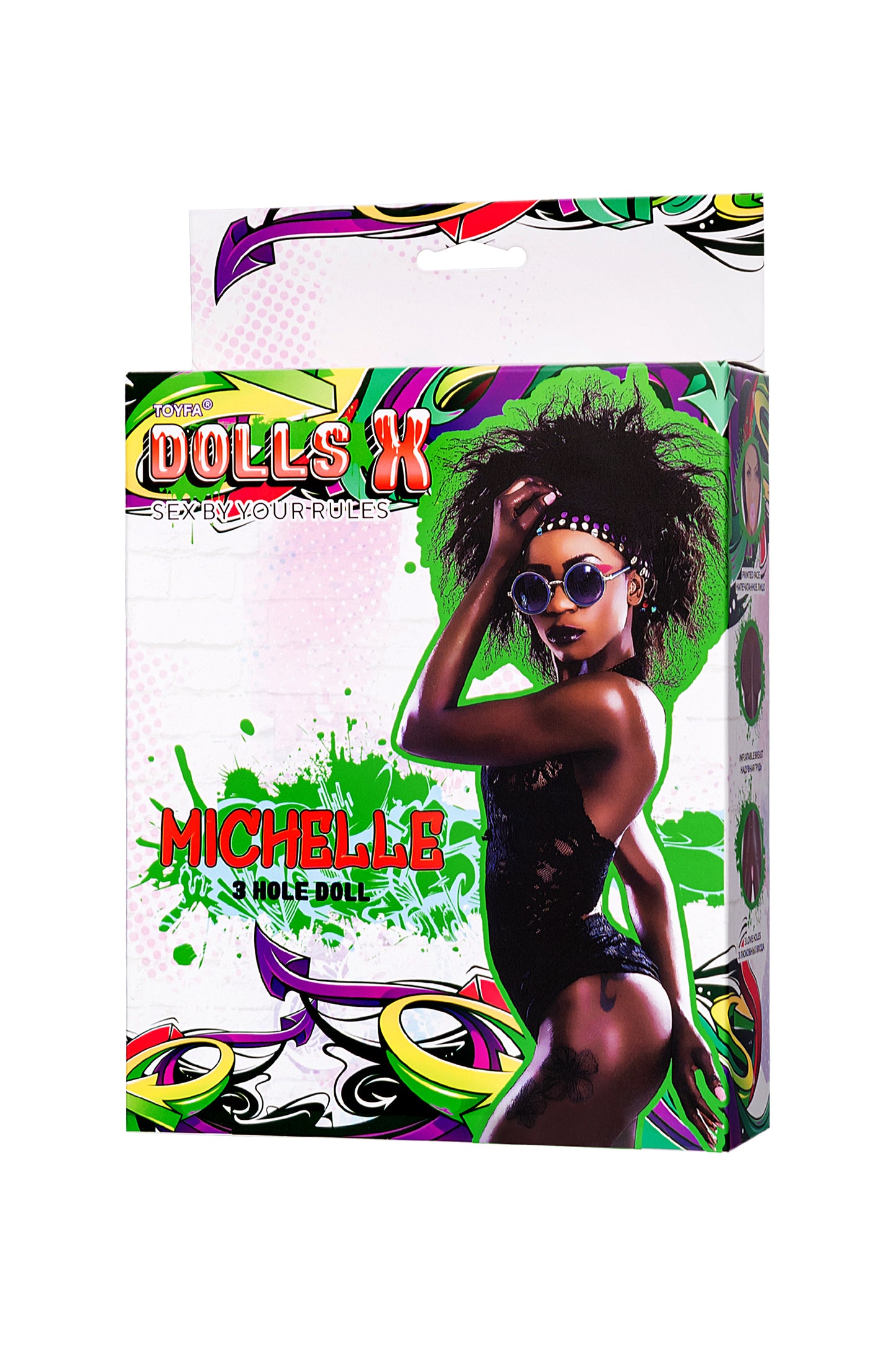 Dolls-X by TOYFA Michelle şişme bebek, siyah kadın, üç delikli, 160 cm