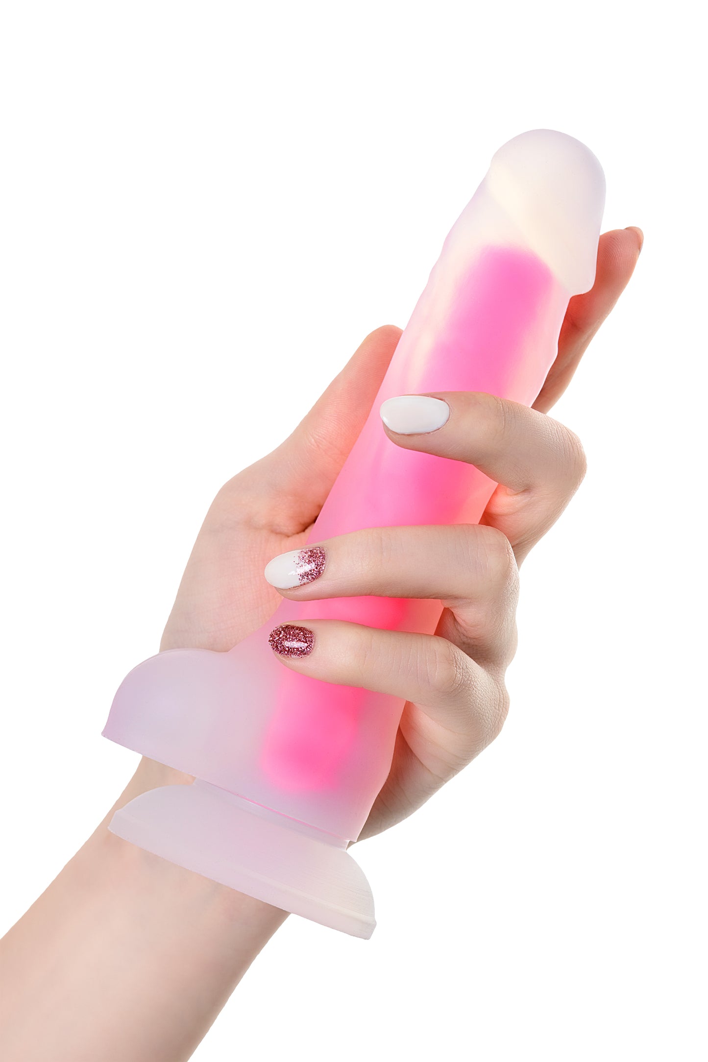 Beyond by Toyfa Yapay penis, karanlıkta parlayan, James Glow, Silikon, transparan, 18 cm