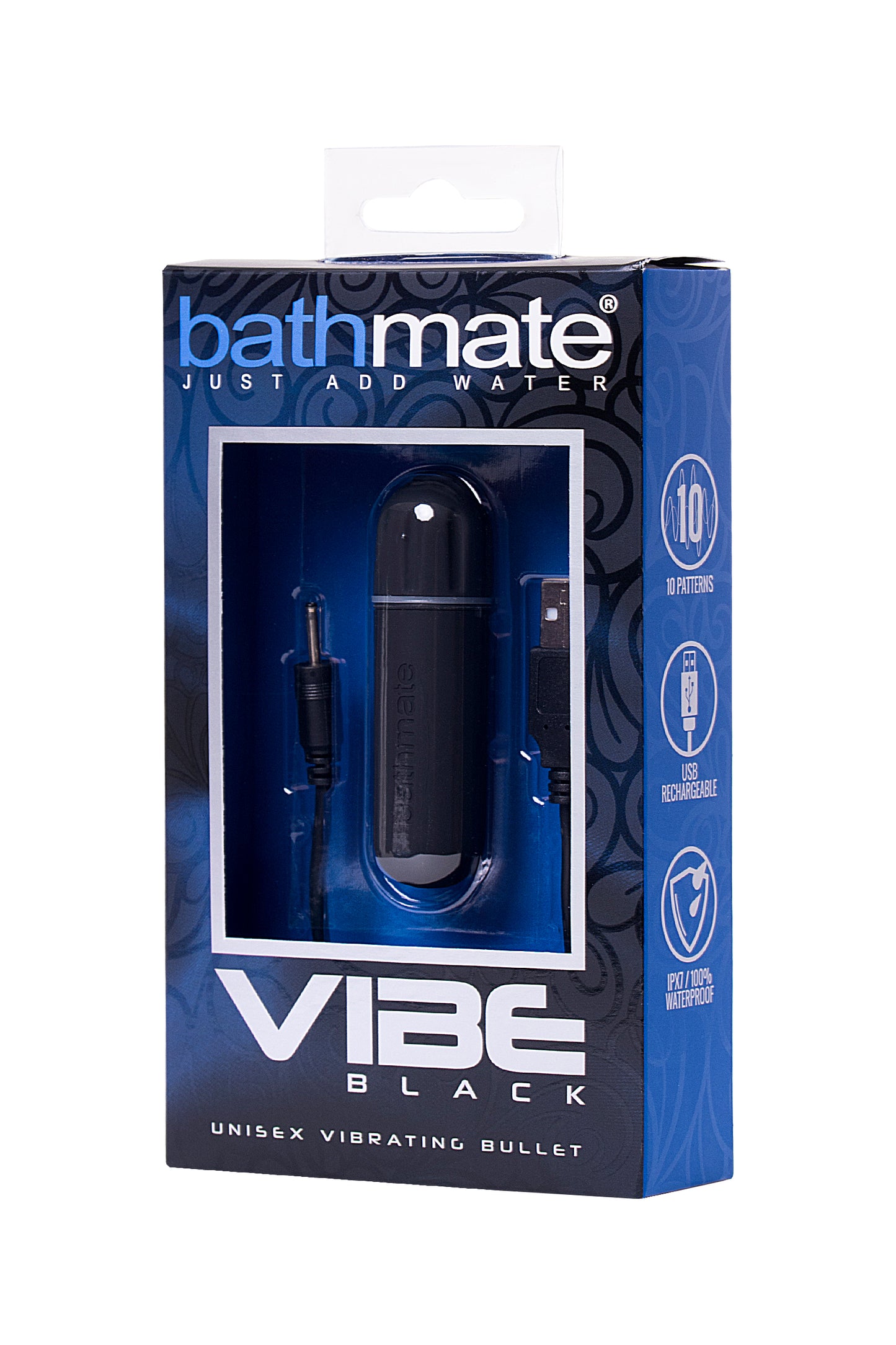 Bathmate Vibe Bullet Black, Şarj edilebilir, su geçirmez, plastik, siyah
