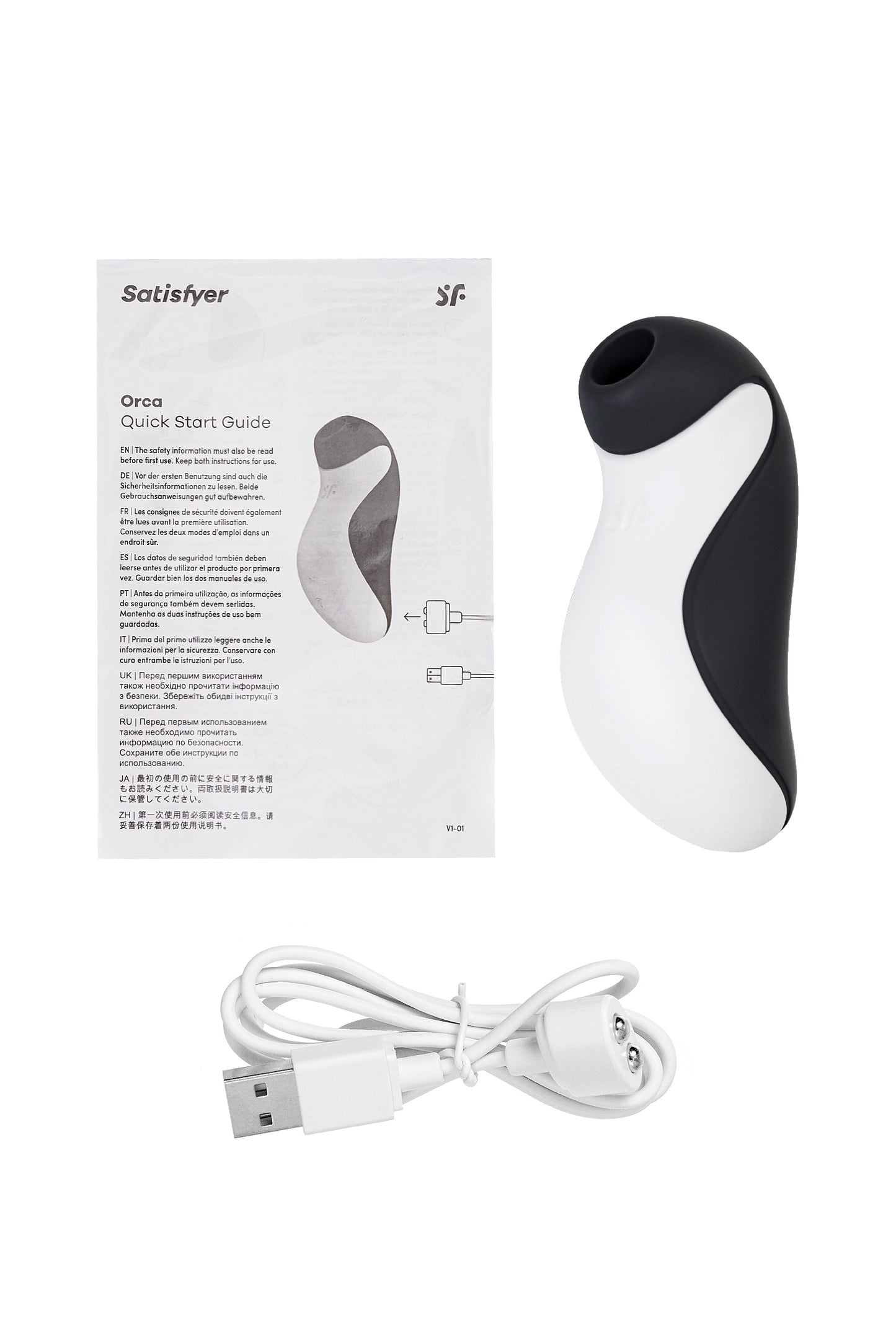 Satisfyer Orca Vakum dalgası temassız klitoral uyarıcı, silikon, siyah, 11,5 cm