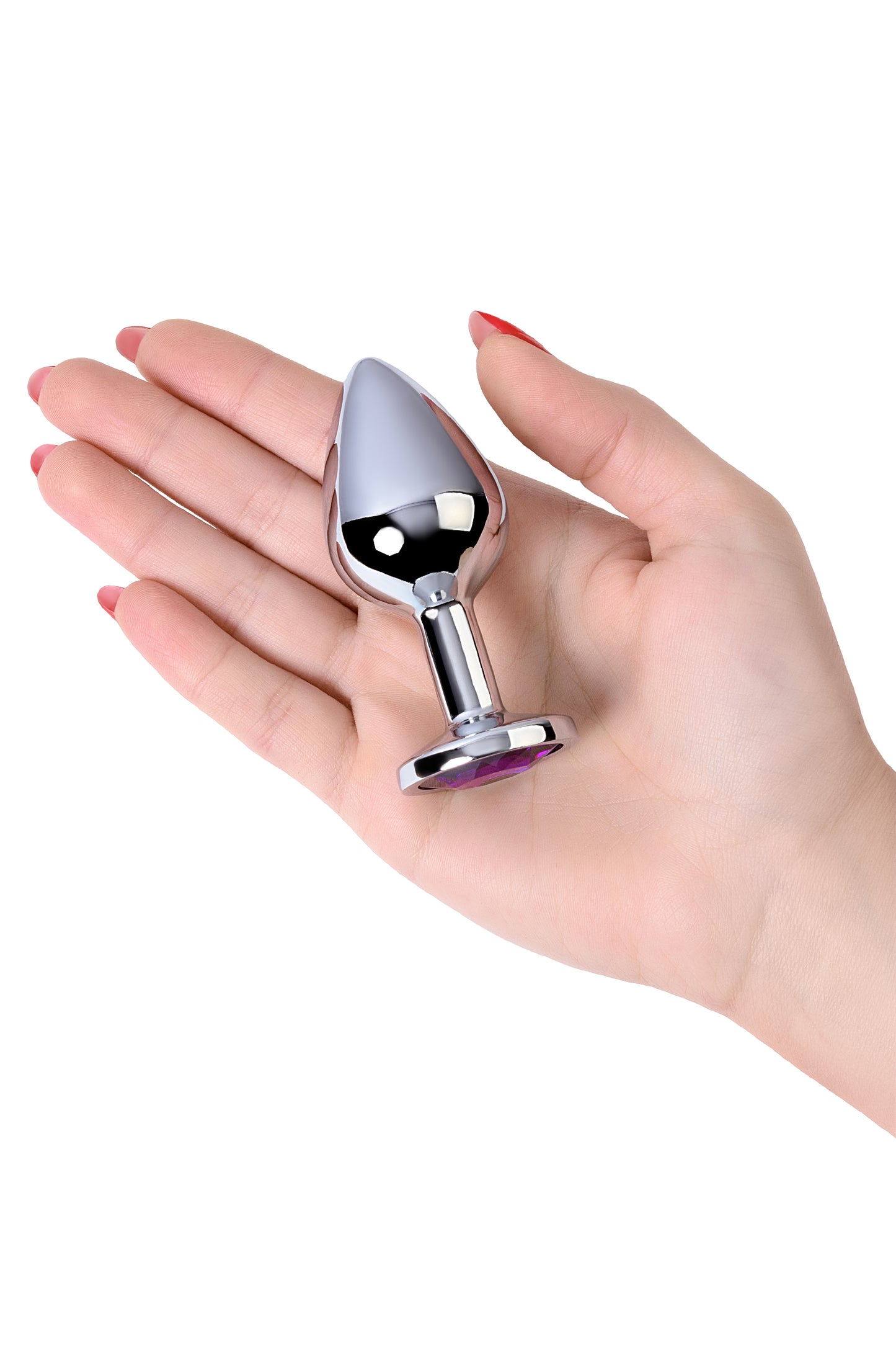 Metal by TOYFA Anal Plug, Metal, gümüş, mor kristalli, 8 cm, Ø 3,4 cm, 85 g