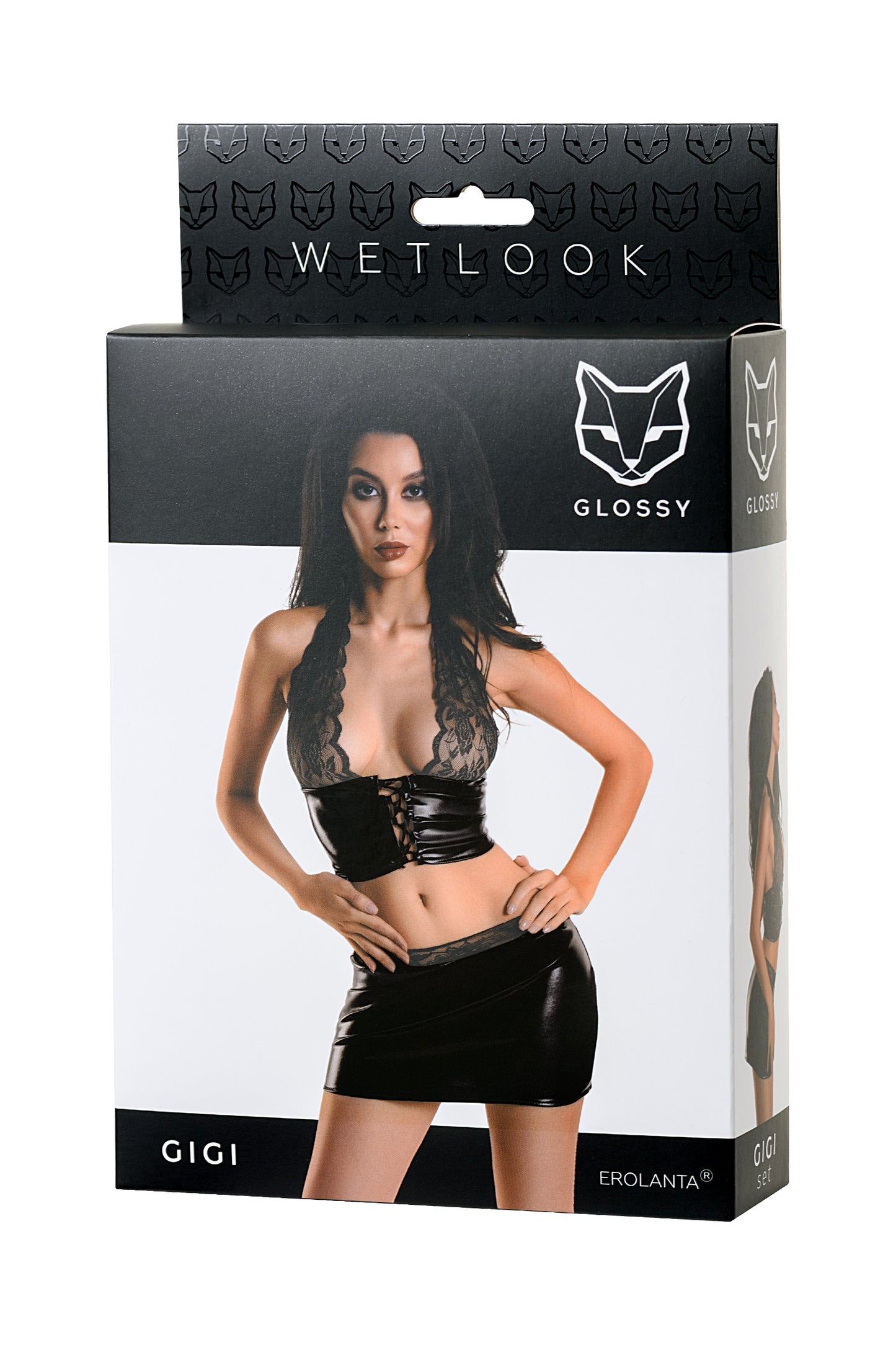 Glossy Parlak Gigi Seti Wetlook malzemeden, Siyah, L