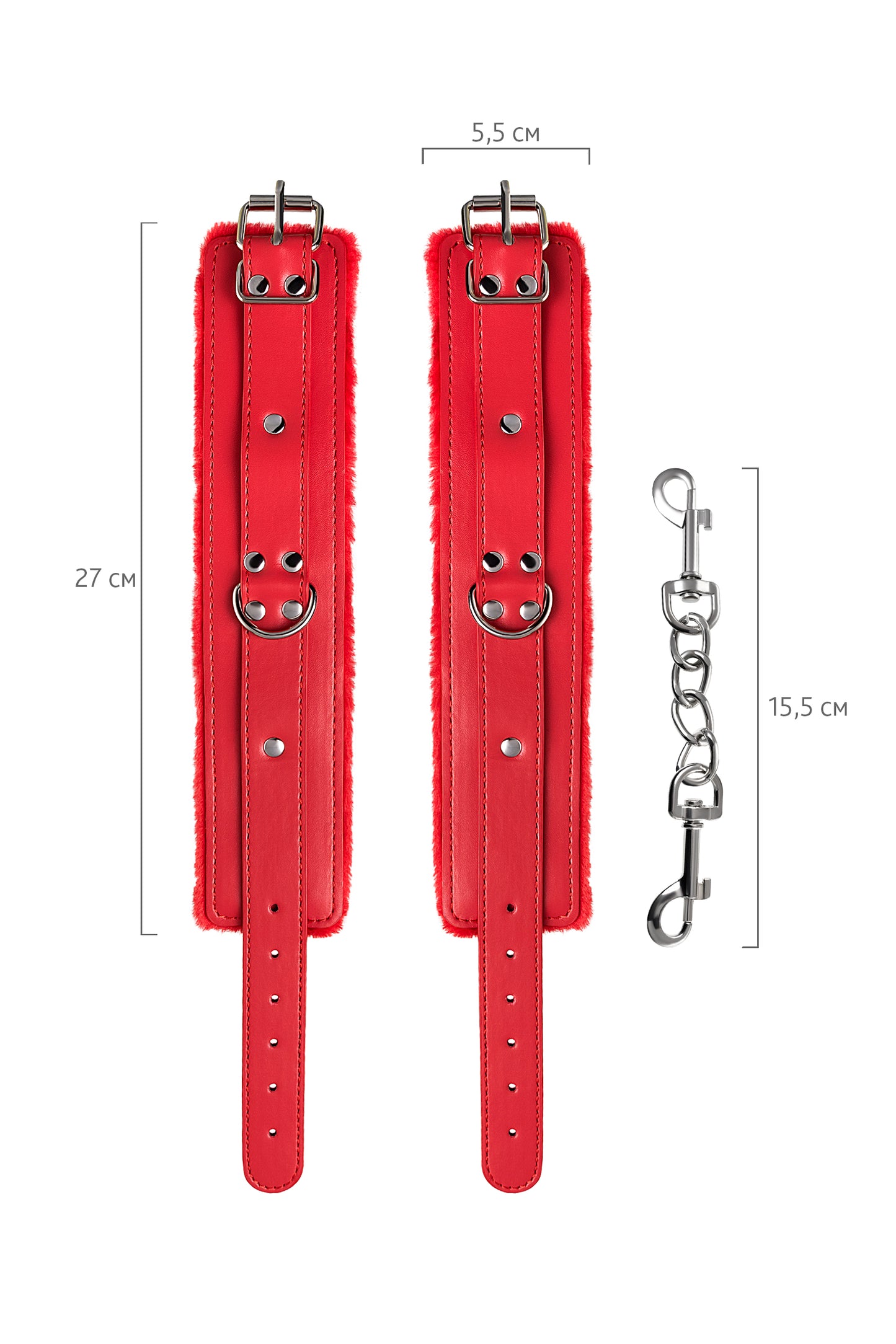 Anonymo BDSM Ayak Kelepçe #0155 , PU deri, kırmızı, 27 cm
