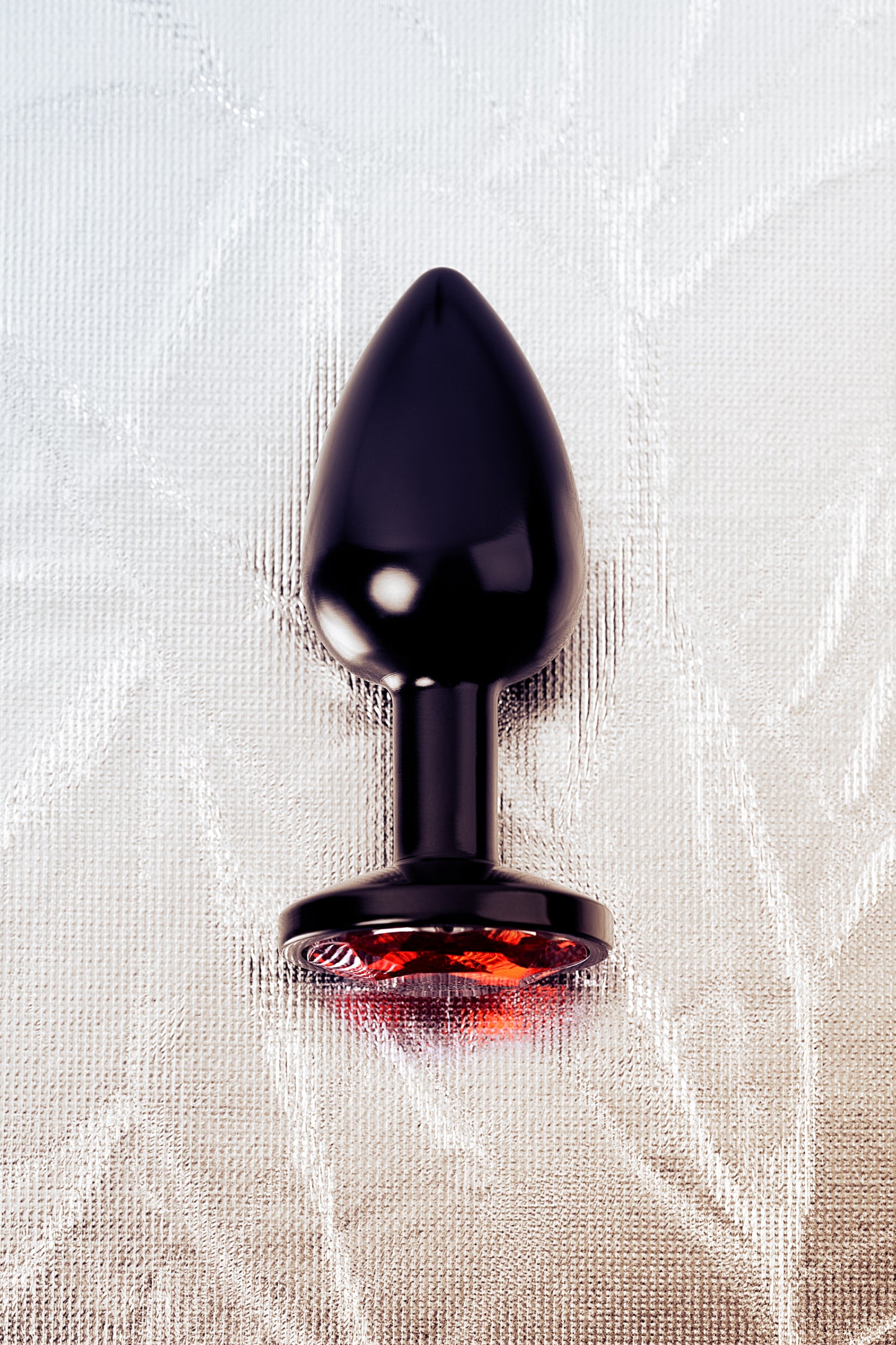 Metal by TOYFA Anal Plug, Metal, siyah, kırmızı kristalli, 7,2 cm, Ø2,8 cm, 50 g