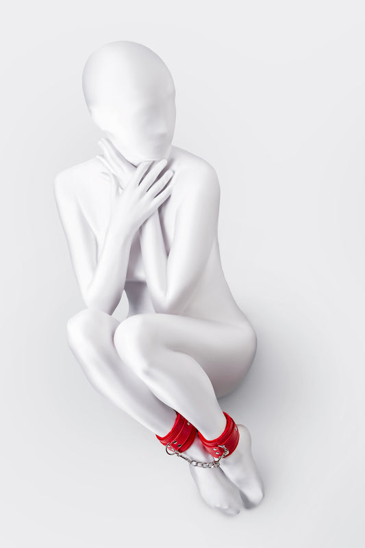 Anonymo BDSM Ayak Kelepçe #0155 , PU deri, kırmızı, 27 cm