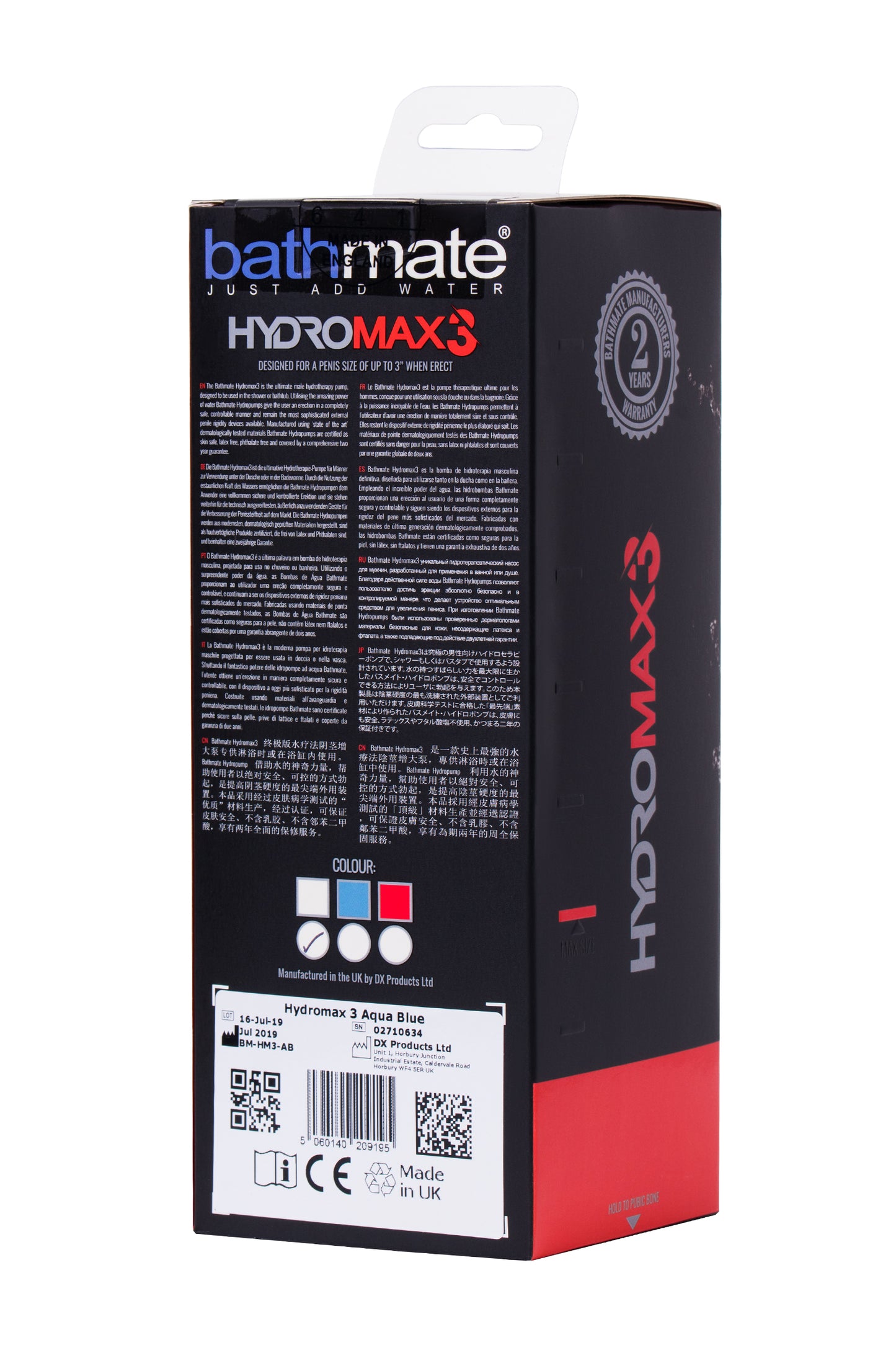 Bathmate HYDROMAX3 hidrolik pompa, ABS plastik, transparan, 22 cm