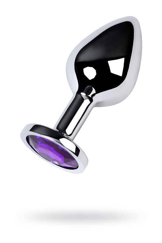 Metal by TOYFA Anal Plug, Metal, gümüş, mor kristalli, 8 cm, Ø 3,4 cm, 85 g