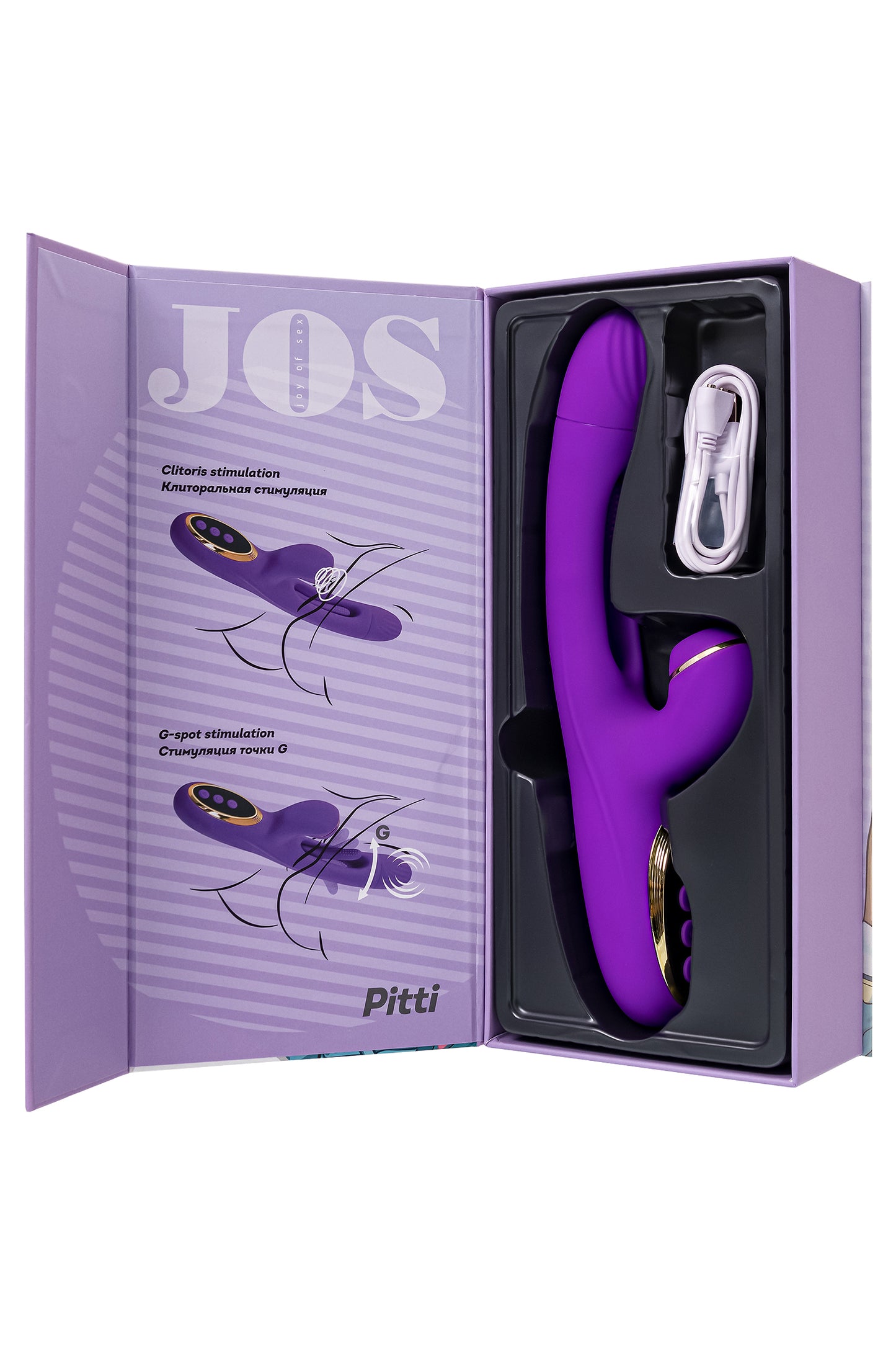 JOS Pitti Silikon Mor 24cm Dil Vibratör Vakum Stimülasyon Seks Oyuncakları Kadınlar için