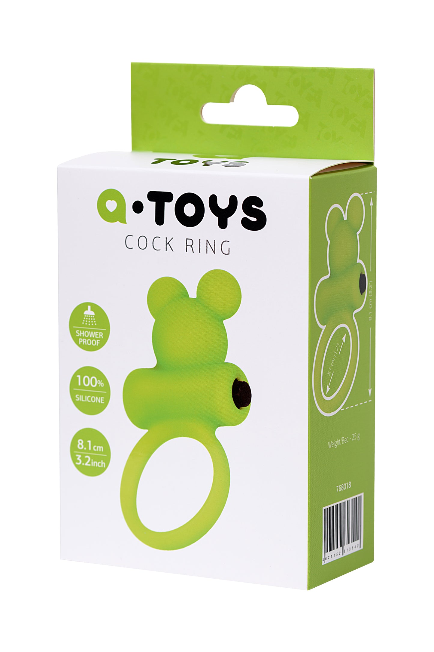 A-Toys by TOYFA Chio Titreşimli Penis Halkası , silikon, yeşil, 8,1 cm, Ø 3,1 cm