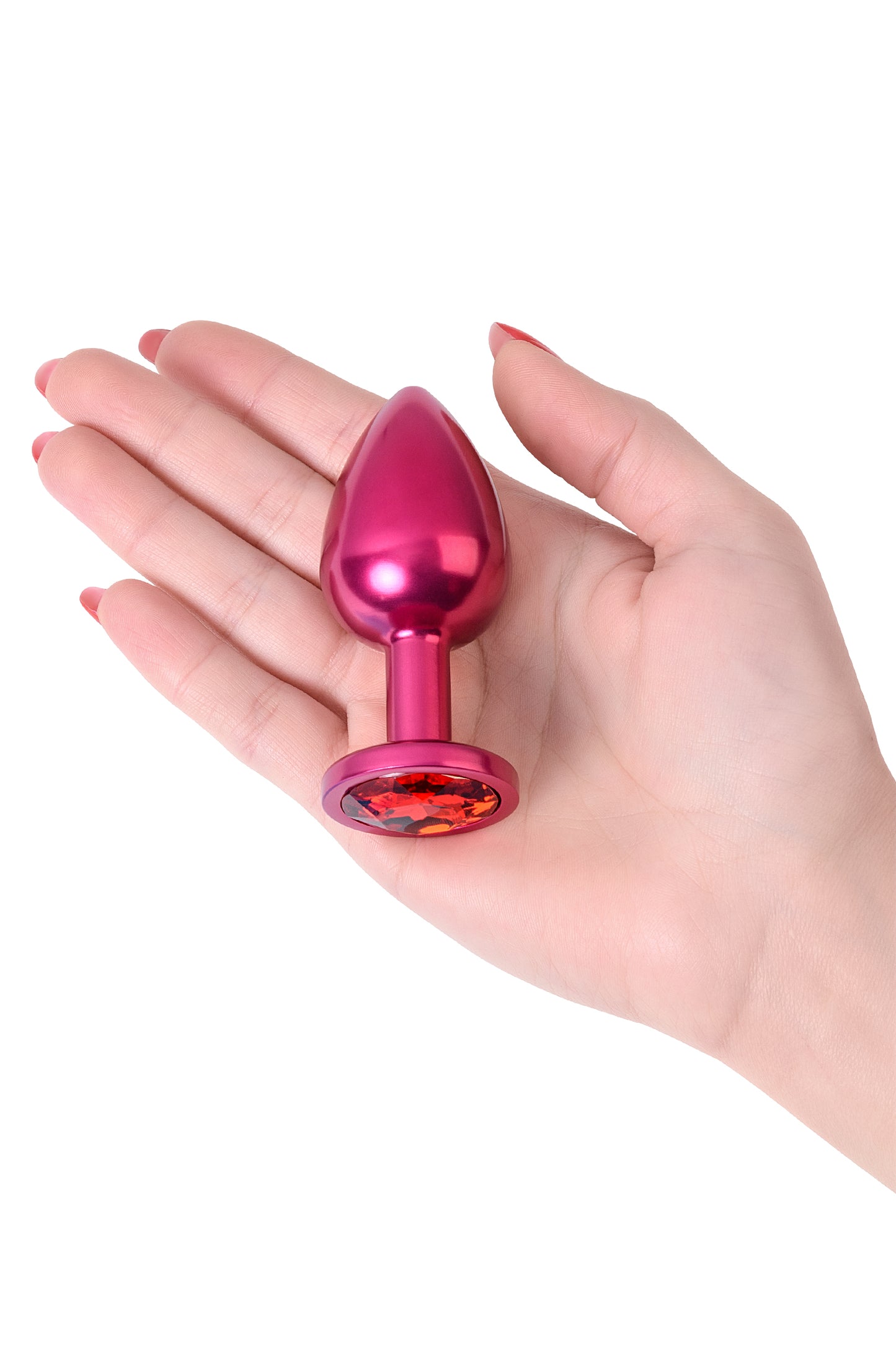 Metal Toyfa Anal Plug Metal, metal, kırmızı, kırmızı kristalli, 8,2 cm, Ø3,4 cm, 85 g