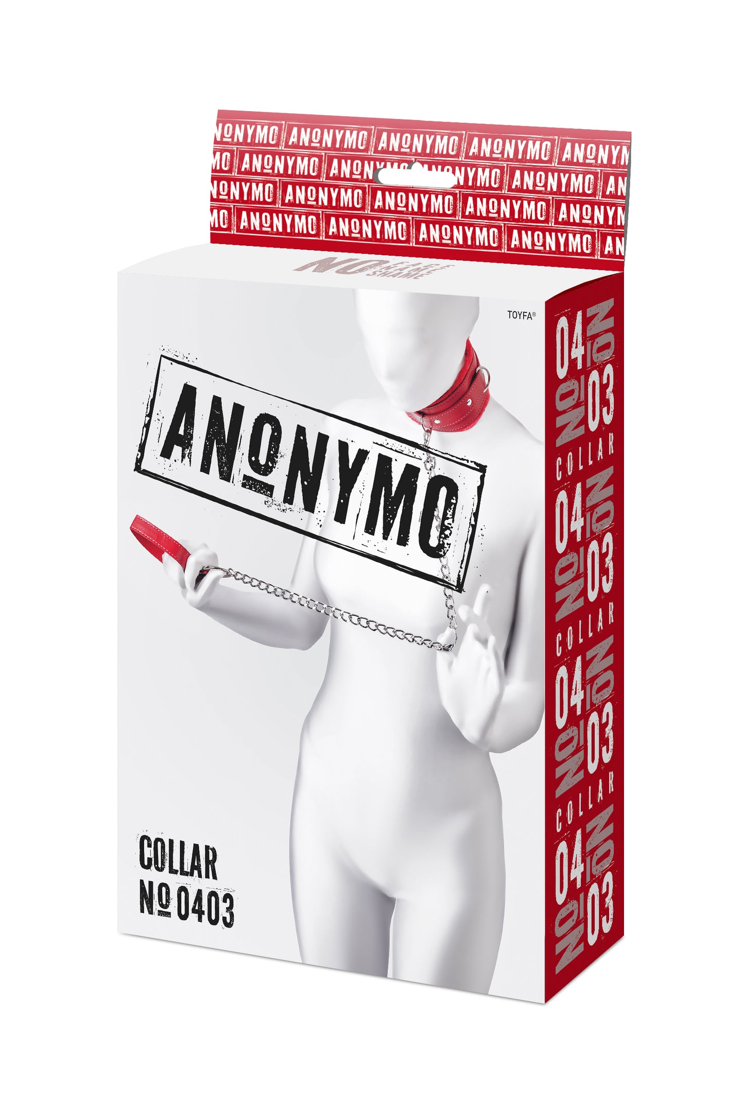 Anonymo BDSM Esaret Tasması  #0403, PU deri, kırmızı