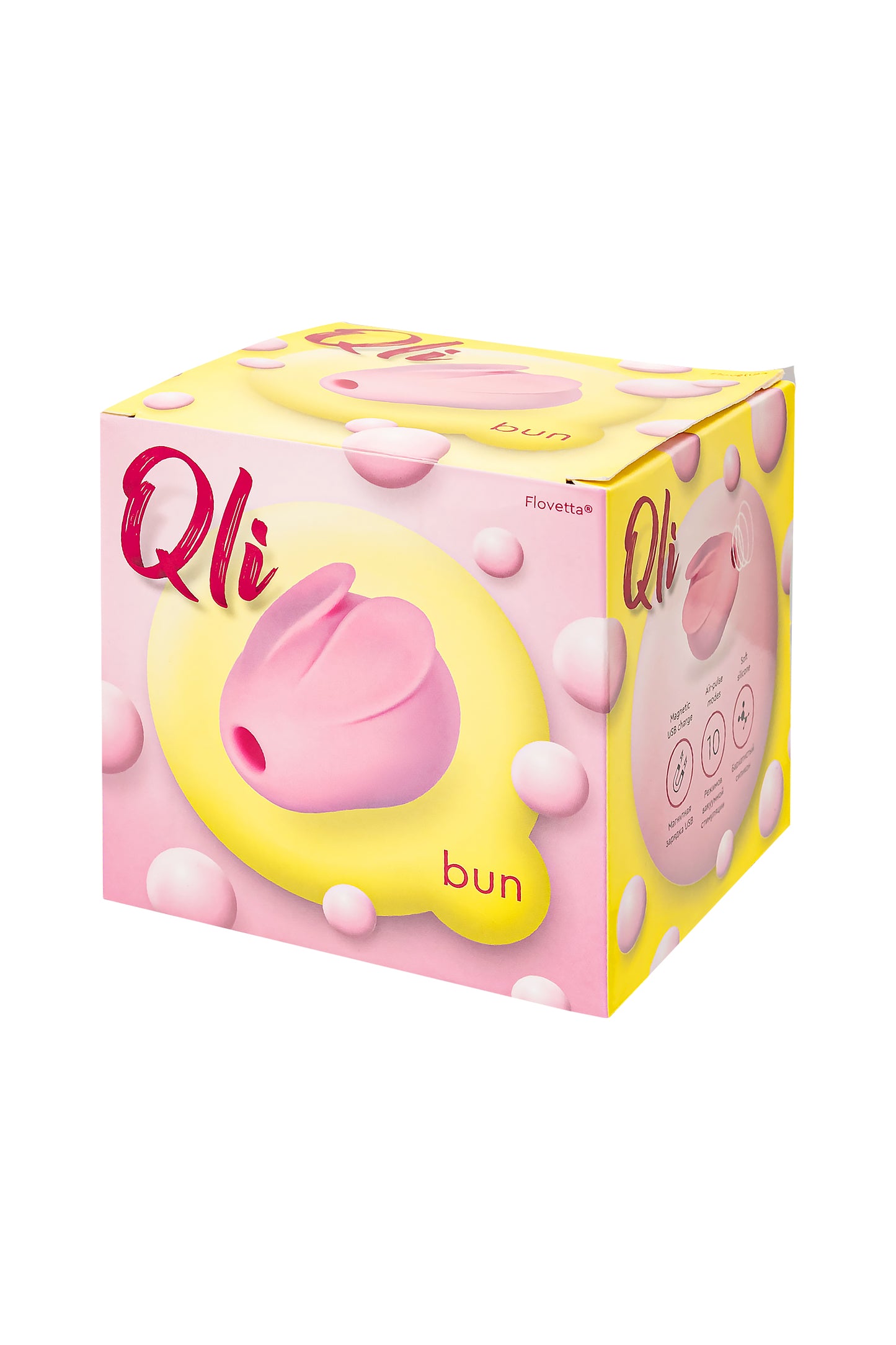 Qli by Flovetta Bun'dan vakum dalgası klitoral uyarıcı, silikon, pembe, 6,5 cm