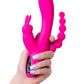 JOS SPANKY Üçlü Vibratör, silikon, pembe, 21 cm